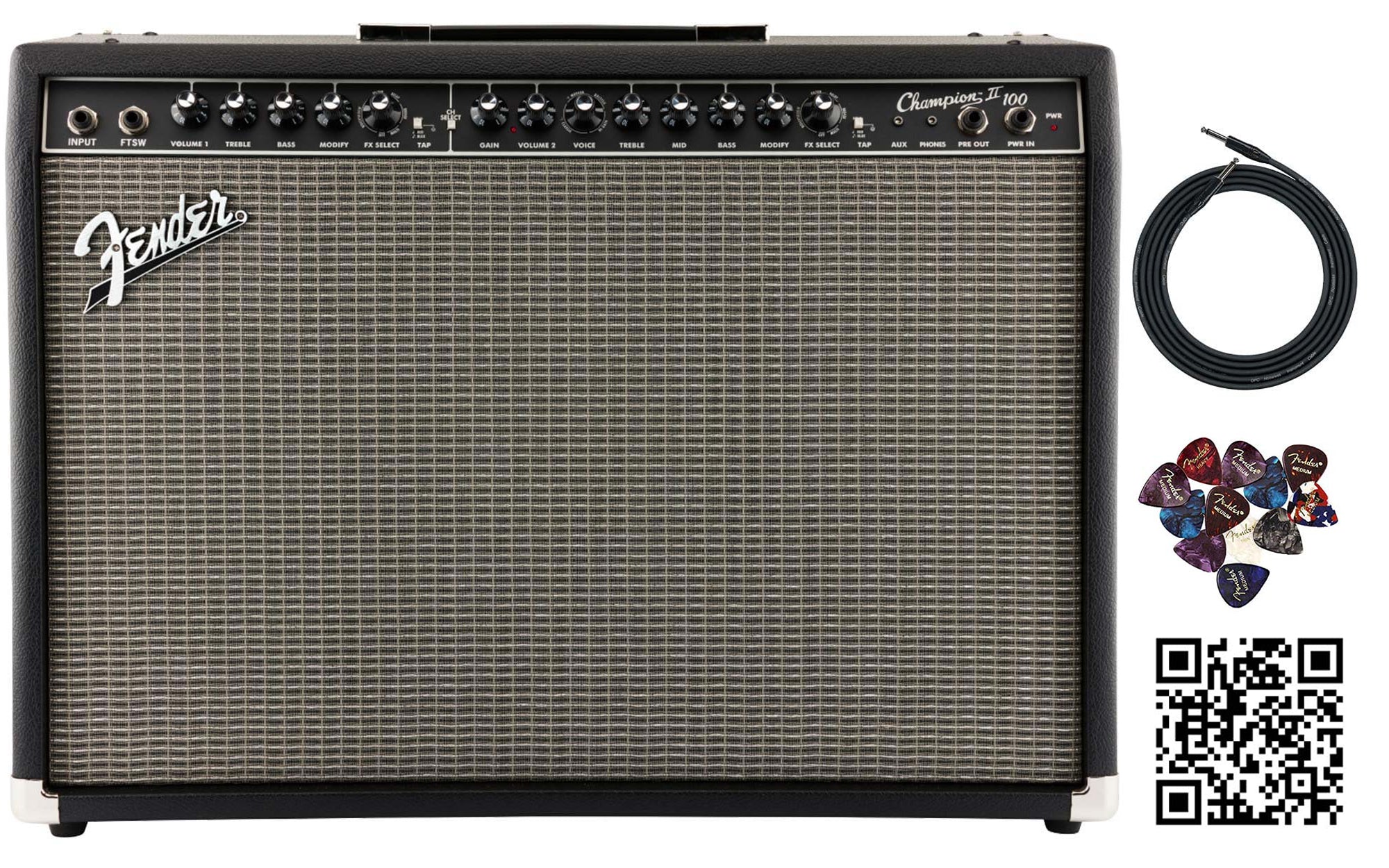 Fender Champion II 100-Watt Guitar Combo Amplifier w/ Instrument Cable