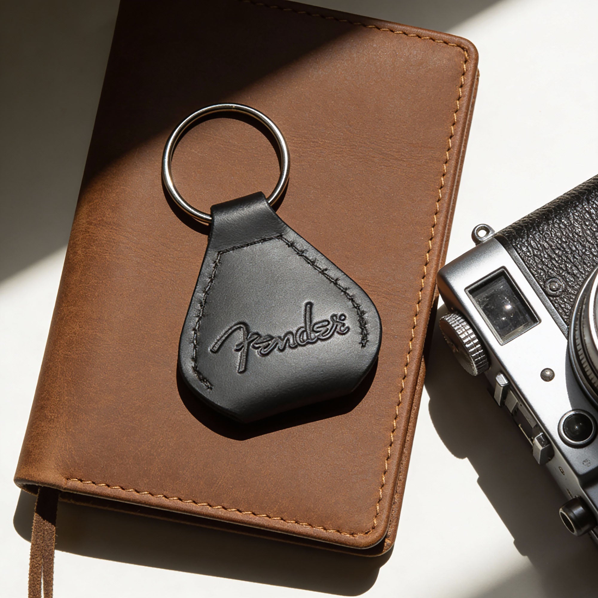 Fender Leather Pick Holder Keychain w/ Picks