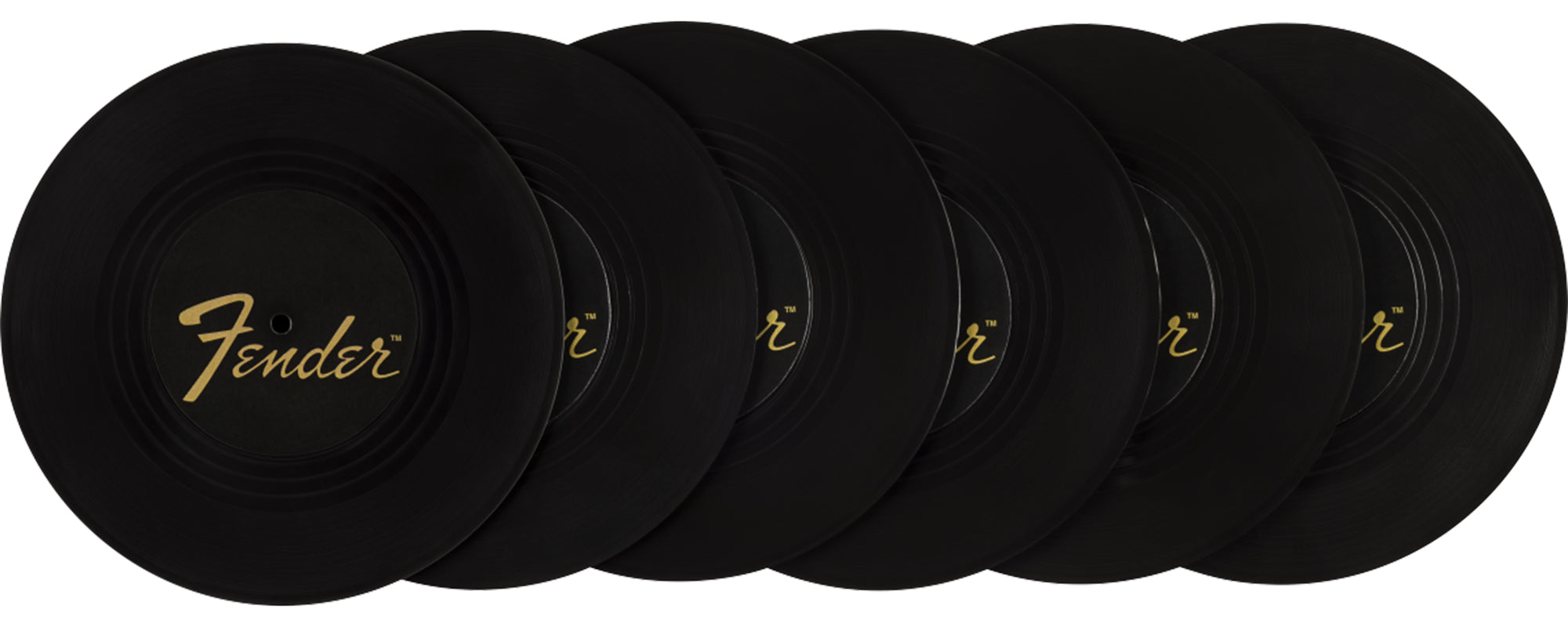 Fender Turntable Coaster Set with 6 Album-Shaped Coasters - Sunburst