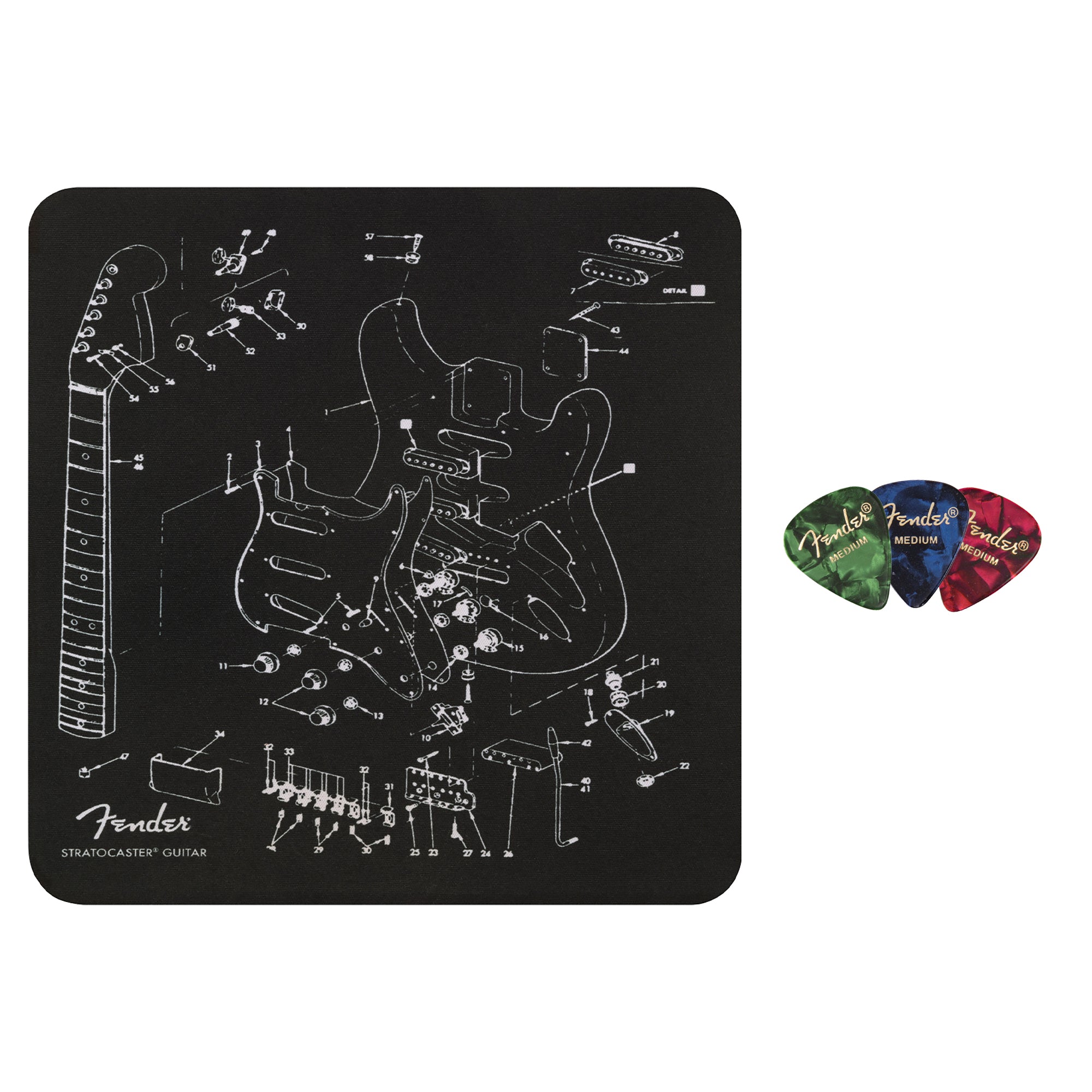 Fender Square Mousepad - Exploded Strat w/ Picks