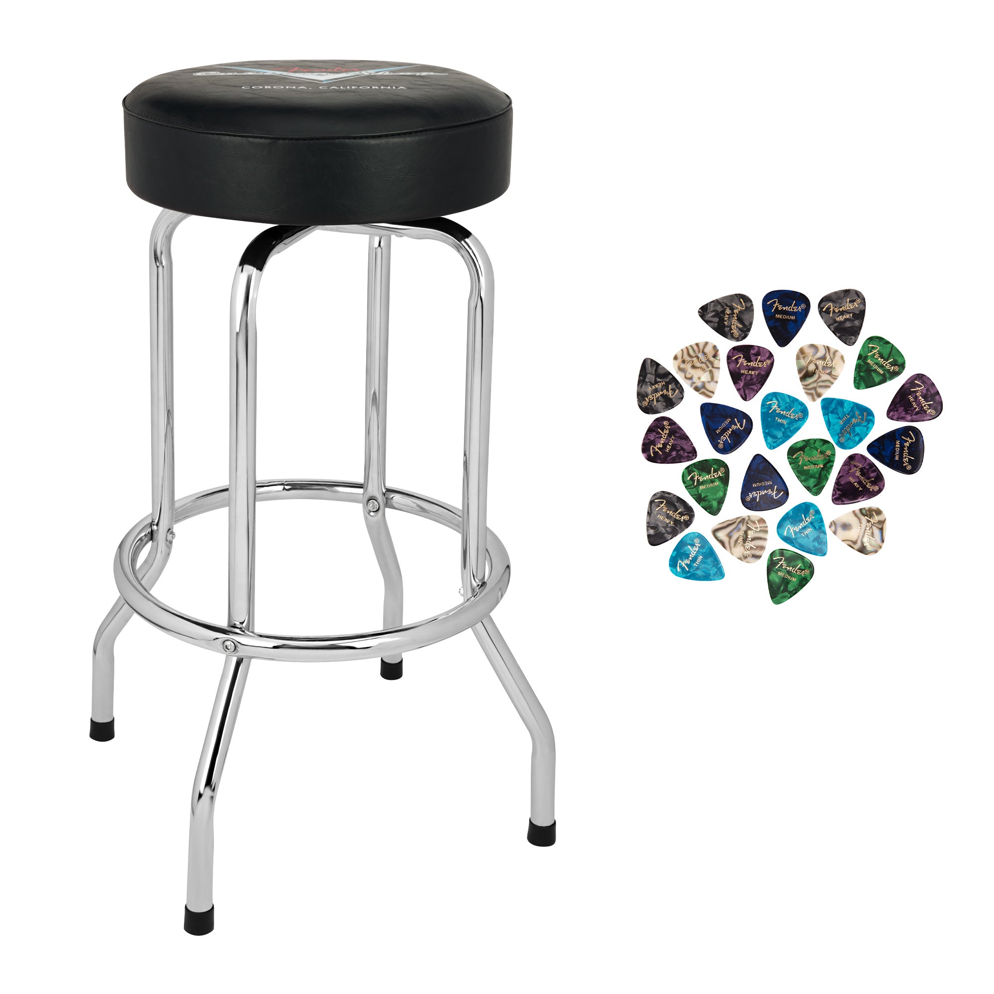 Fender 30-Inch Custom Shop Chevron Logo Barstool w/ Picks