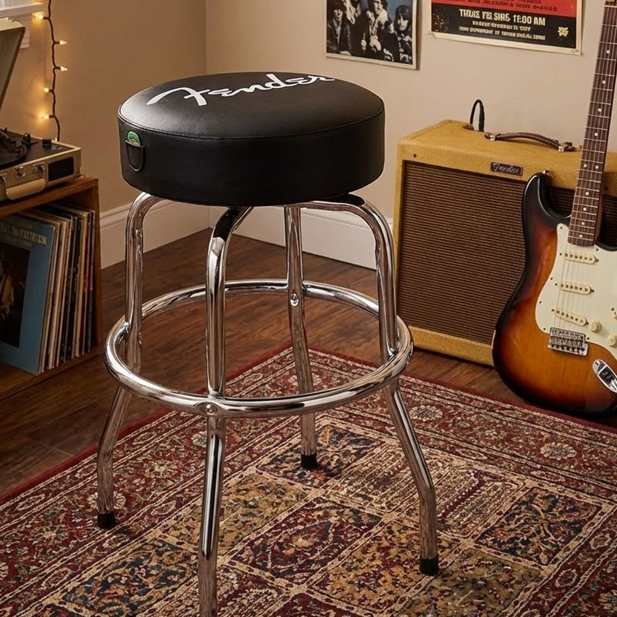 Fender 24-Inch Spaghetti Logo Pick Pouch Barstool w/ Picks