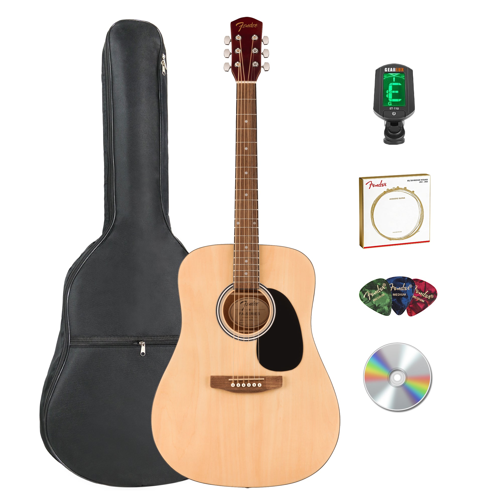 Fender FA Series Dreadnought Acoustic Guitar - Natural w/ Gig Bag