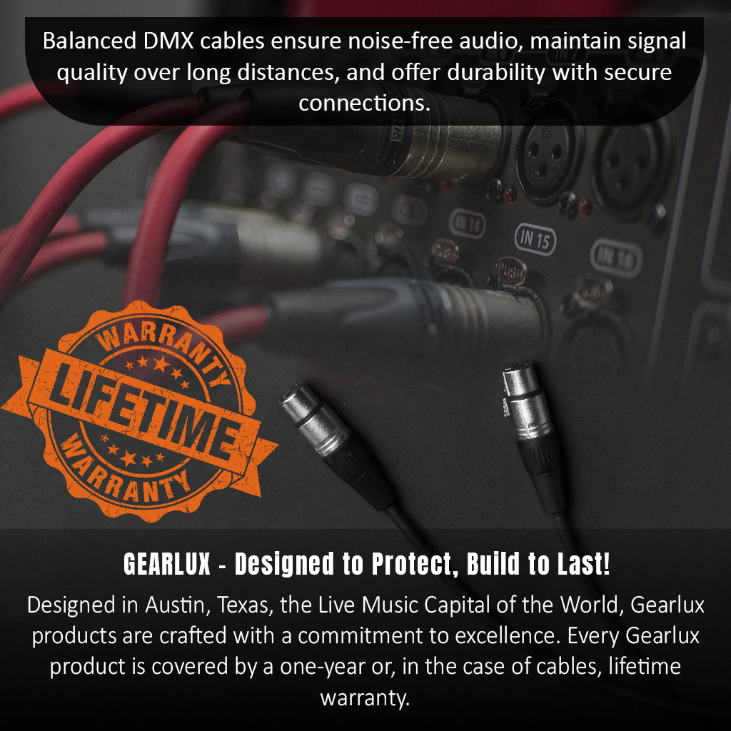 Gearlux 50-Foot 3-Pin Male-to-Female DMX Cable - 2 Pack