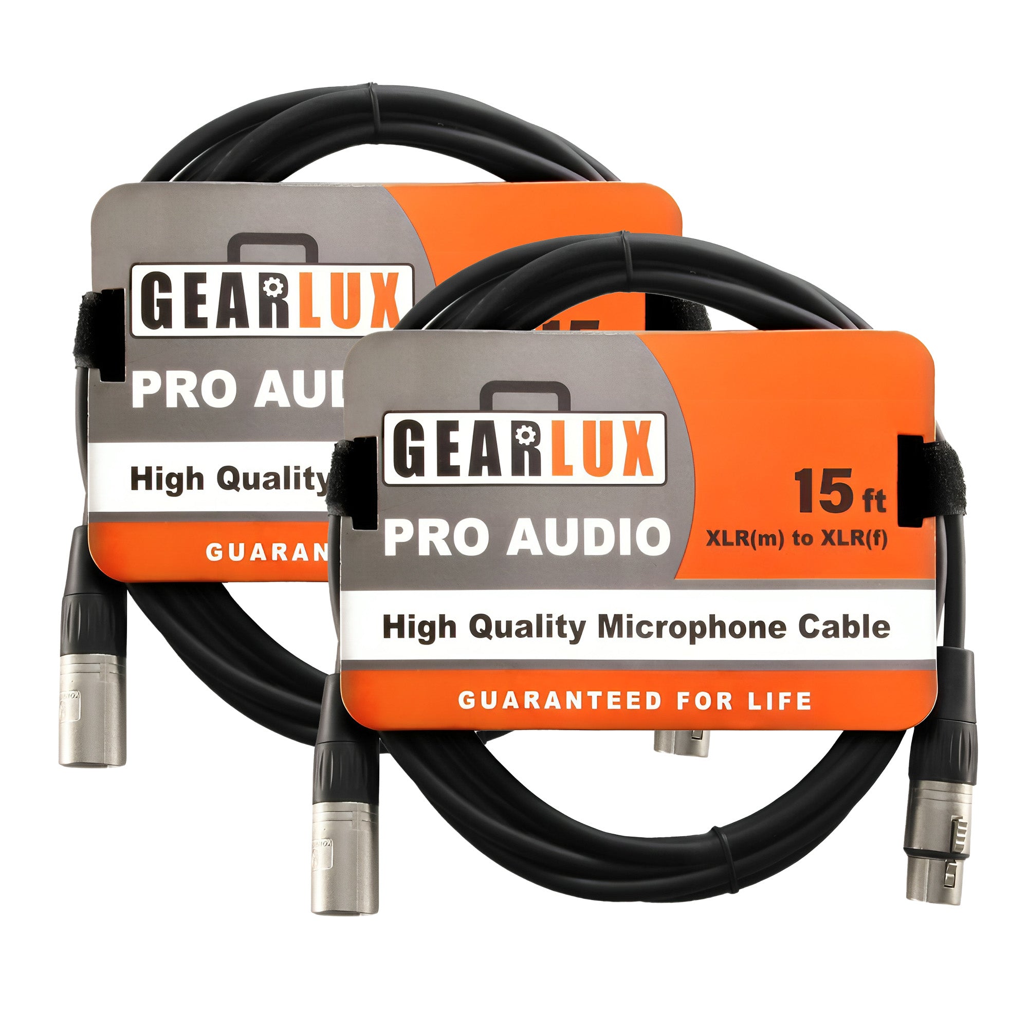 Gearlux 15-Foot XLR Microphone Cable - 2 Pack