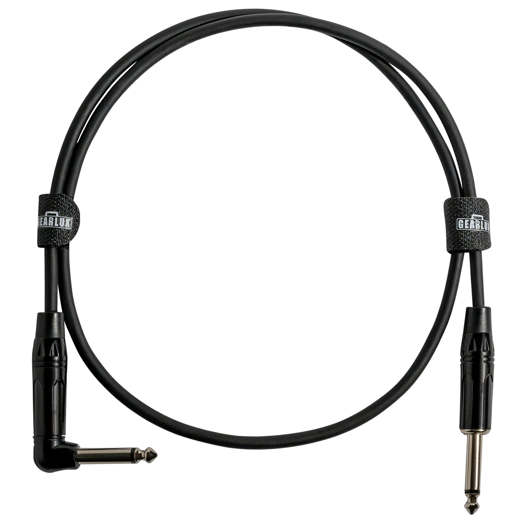Gearlux 36-Inch Guitar Patch Cable, 1/4 Inch, Straight-Angled, Black - 10 Pack
