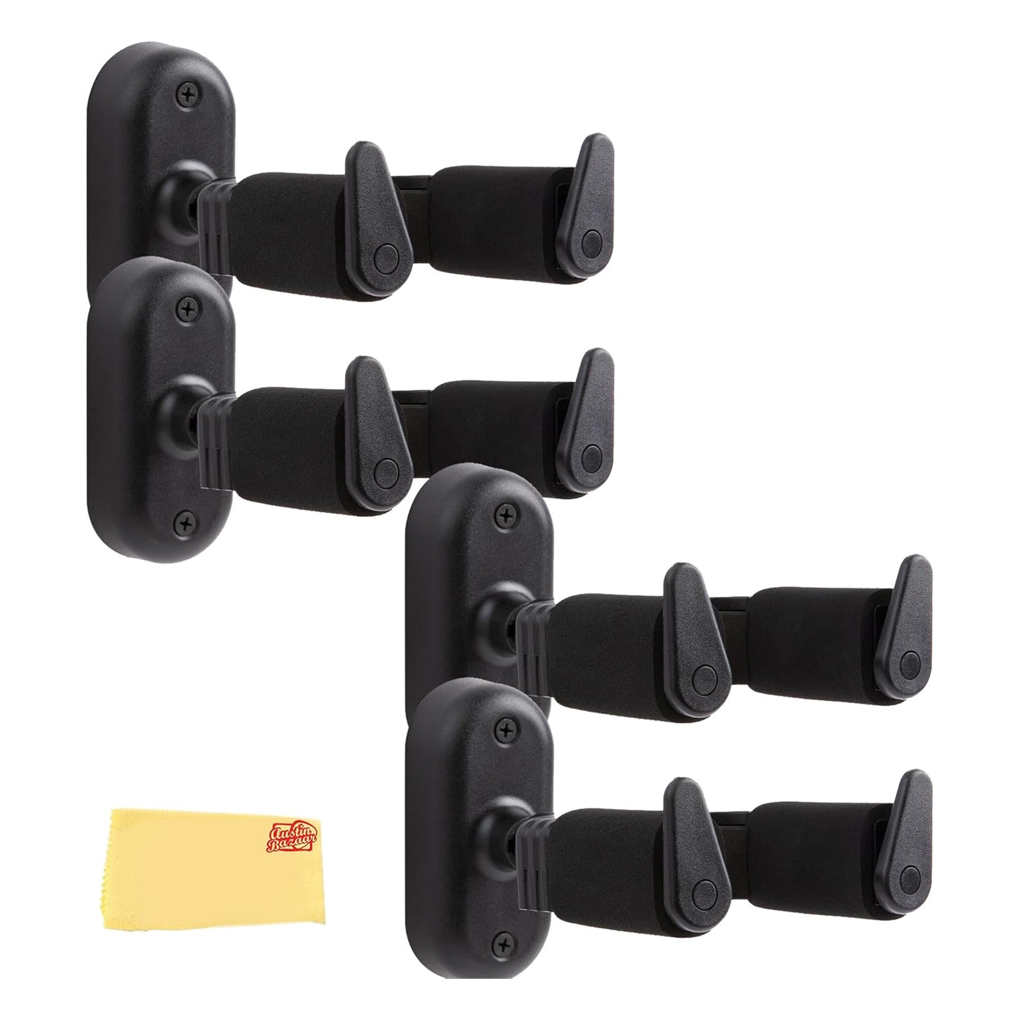 Gearlux Universal Self-Locking Guitar Wall Hanger with Auto-Swivel - 4 Pack