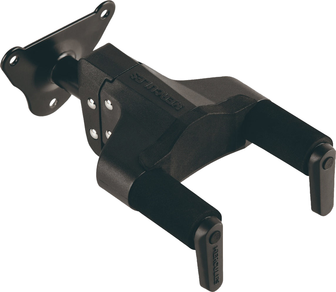 Hercules GSP39WB PLUS Auto Grip Guitar Hanger, Steel Wall Mount, Short Arm - 1 Pack w/ Strap