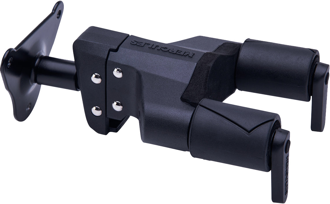 Hercules GSP39WB PLUS Auto Grip Guitar Hanger, Steel Wall Mount, Short Arm - 1 Pack w/ Strap
