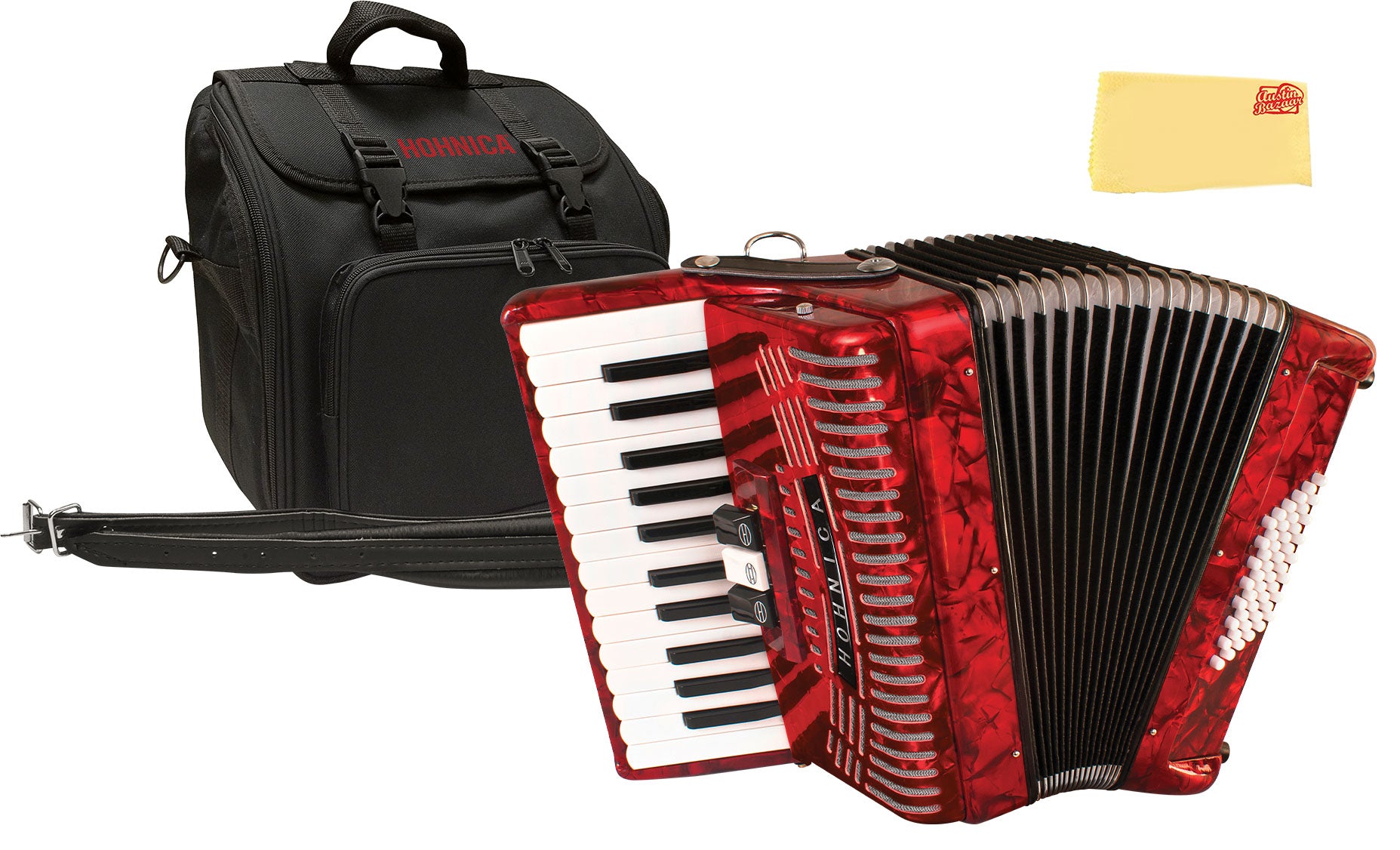 Hohner Hohnica 1304 48 Bass Piano Accordion - Pearl Red w/ Gig Bag