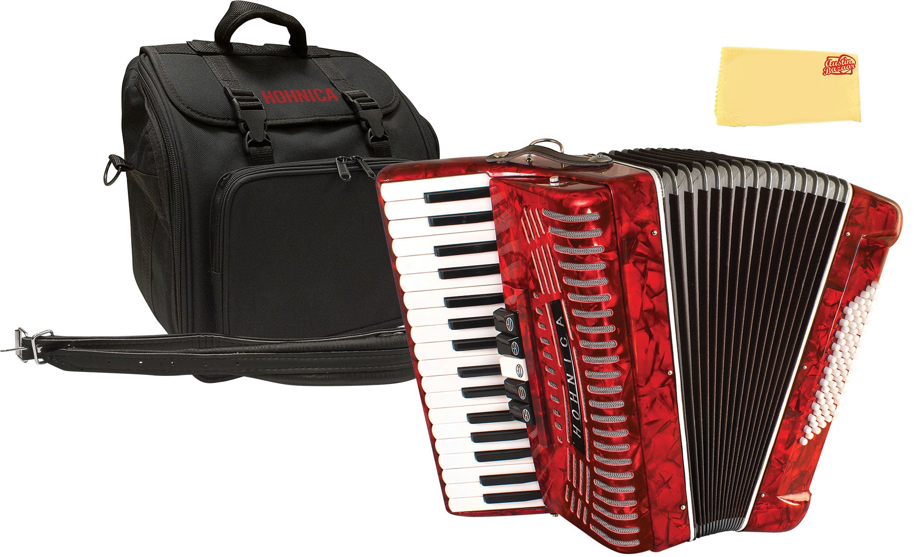 Hohner Hohnica 1305 72 Bass Piano Accordion - Pearl Red w/ Gig Bag