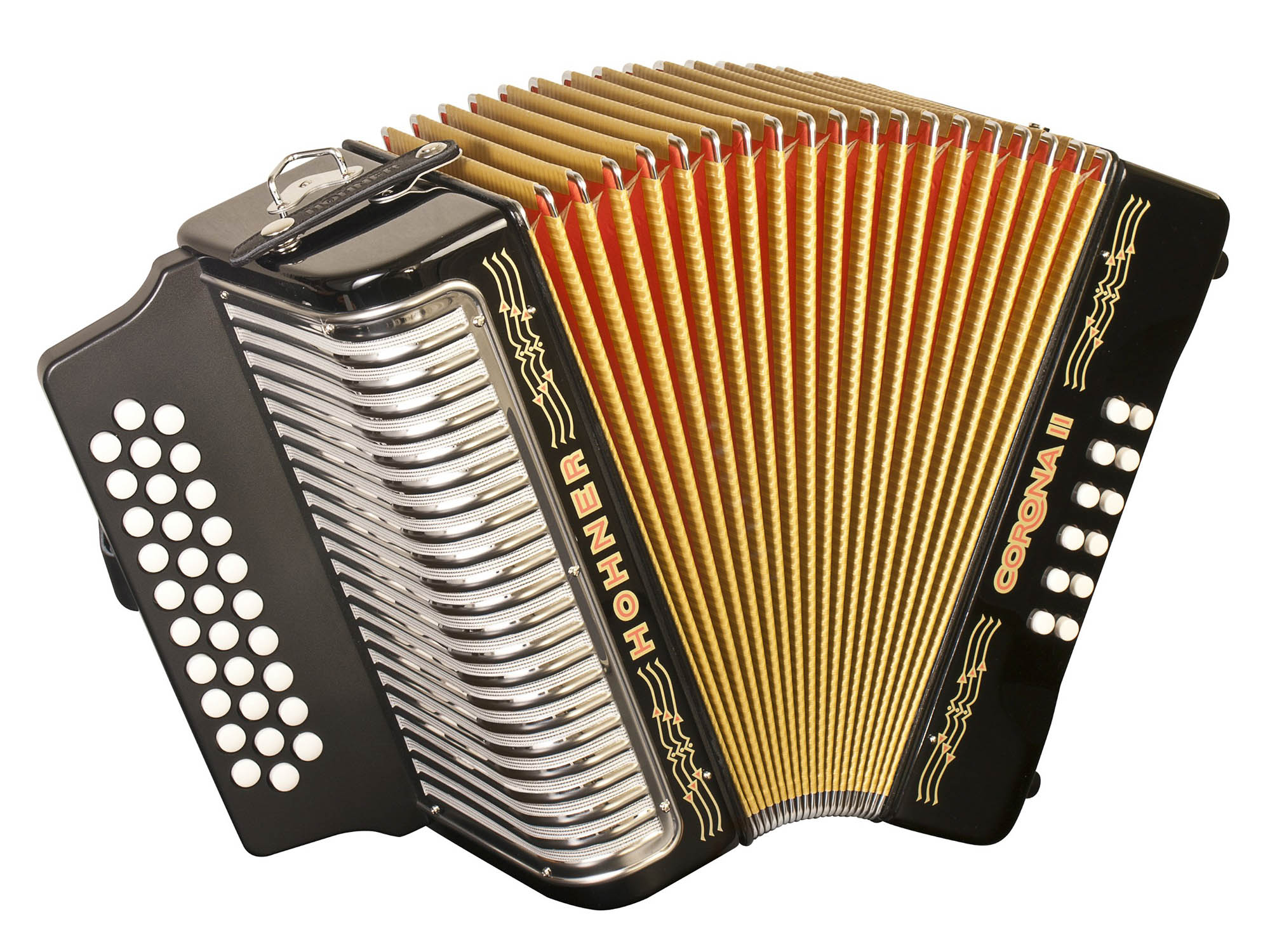 Hohner Corona II F/Bb/Eb Accordion - Black w/ Hard Case