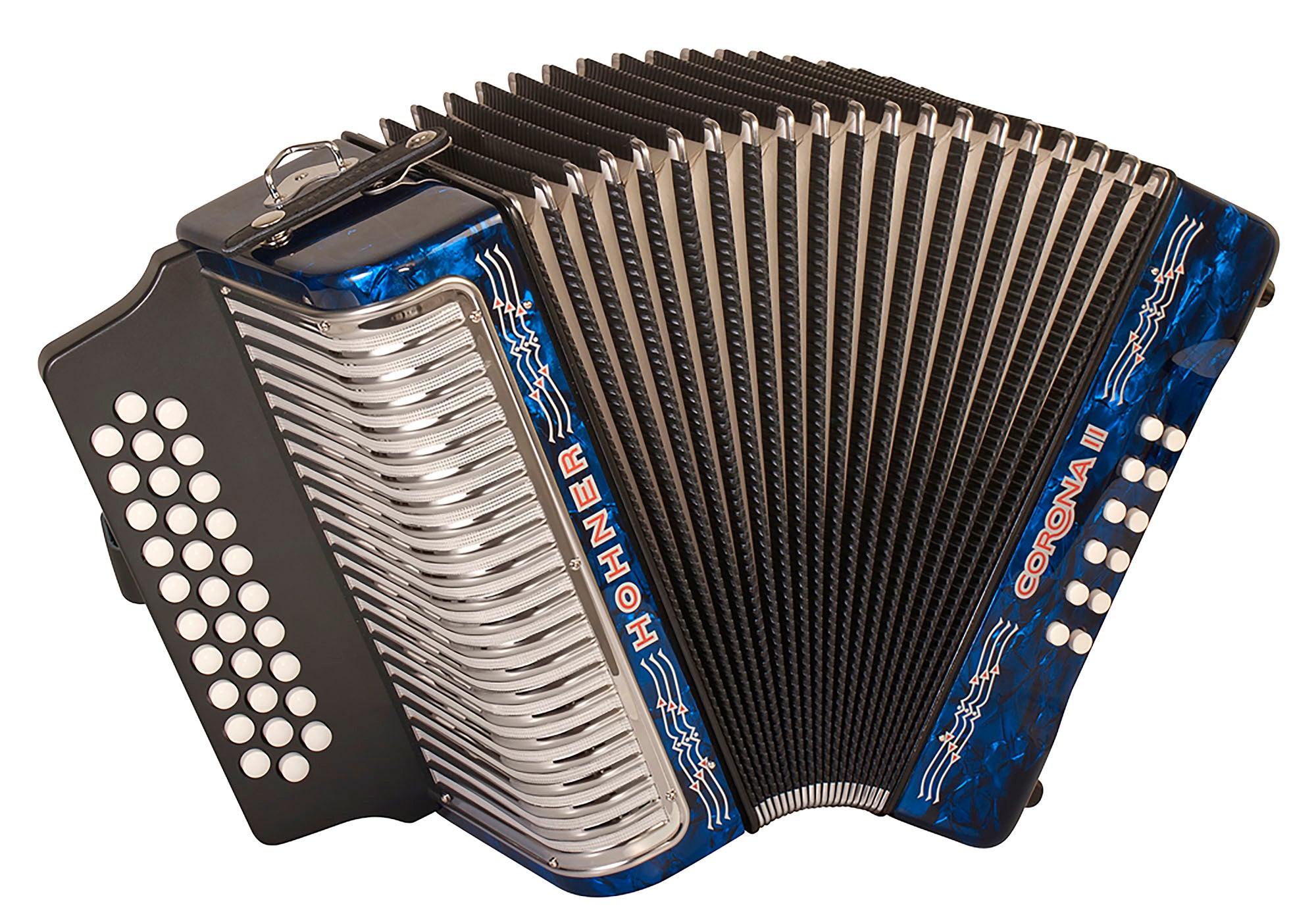 Hohner Corona II G/C/F Accordion - Pearl Dark Blue w/ Gig Bag