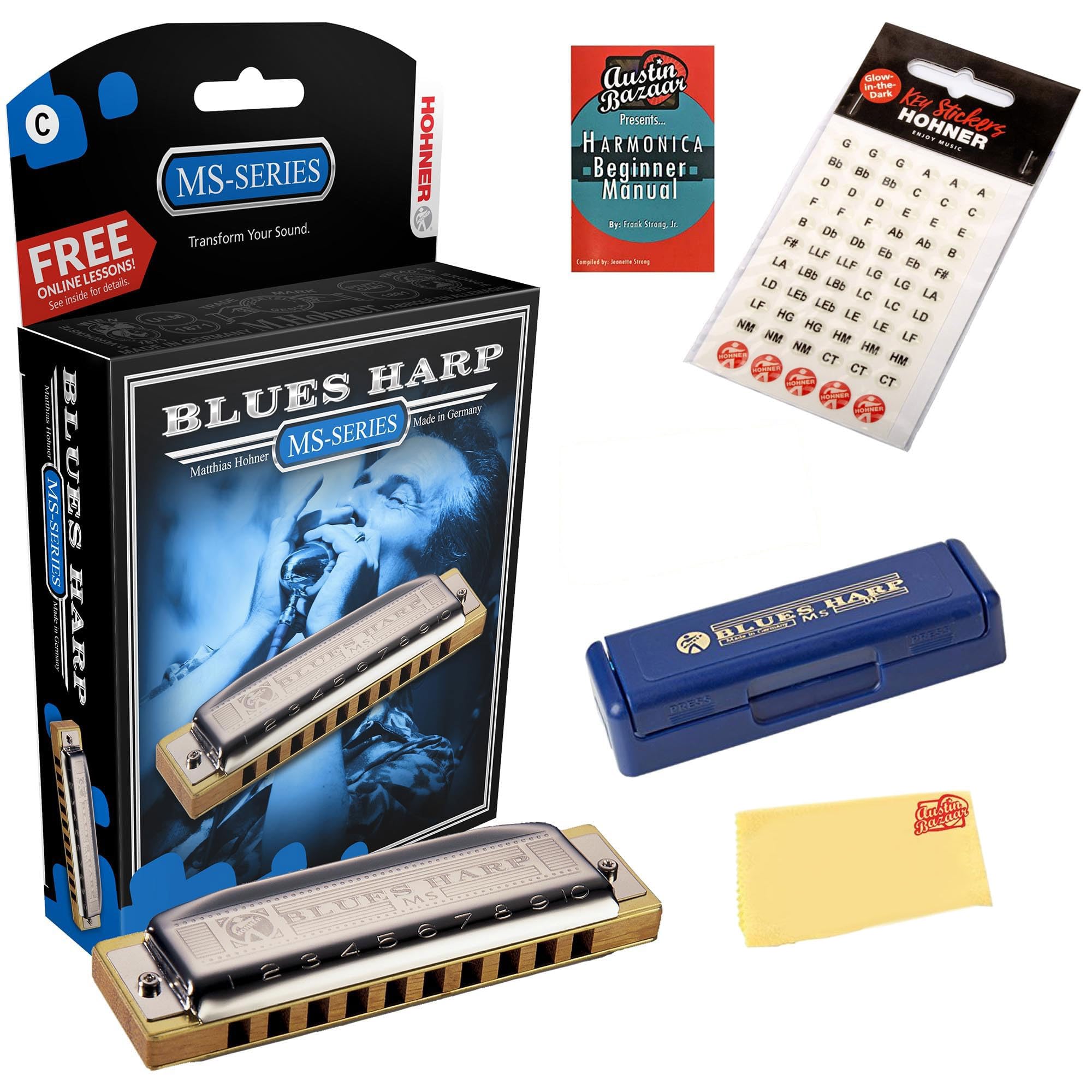 Hohner 532 Blues Harp MS Harmonica - Key of A w/ Key Stickers