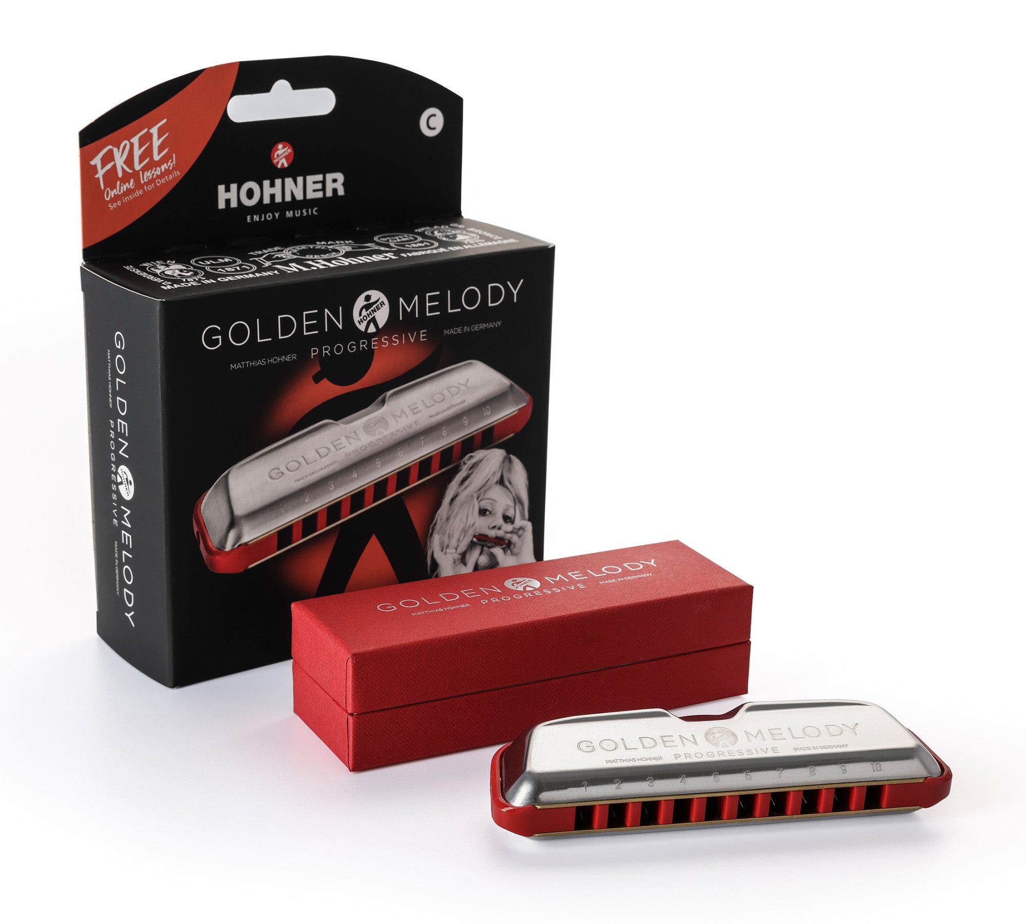 Hohner 544 Golden Melody Harmonica - Key of C w/ Key Stickers
