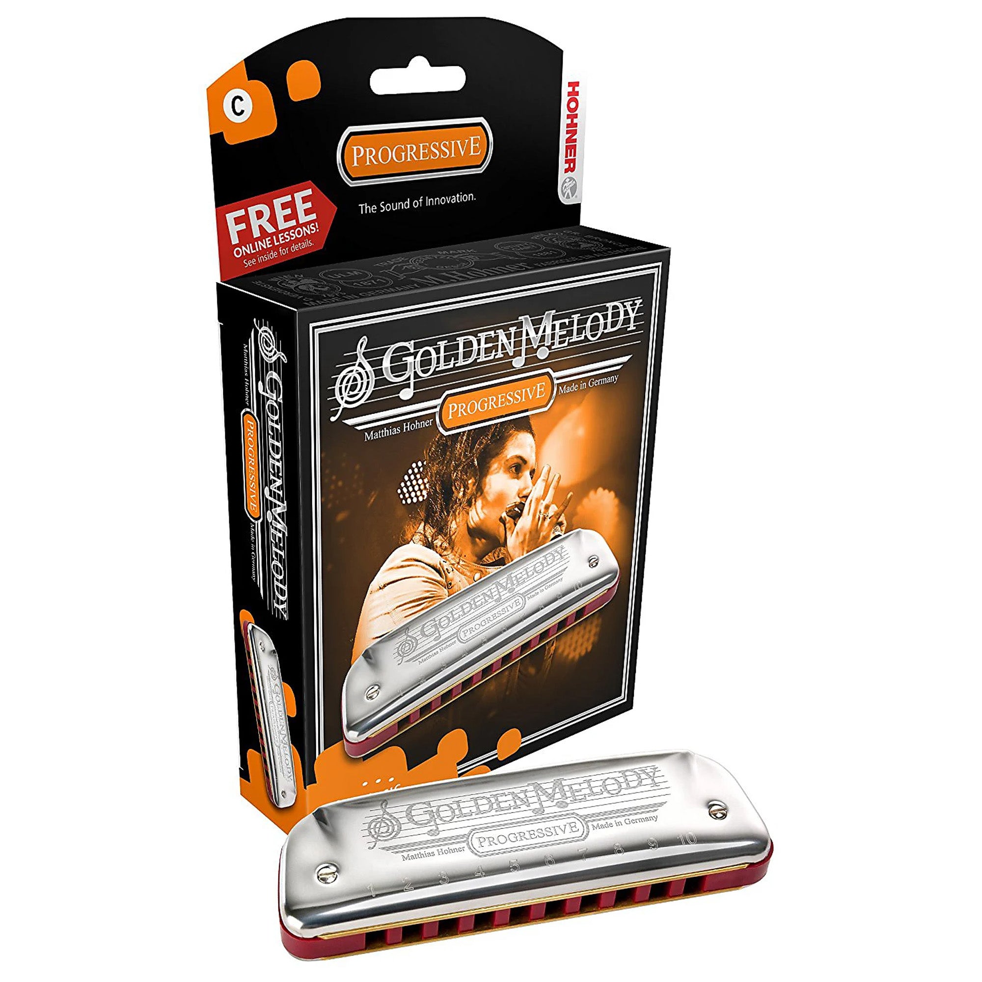 Hohner 544 Golden Melody Harmonica - Key of G w/ Instructional Manual