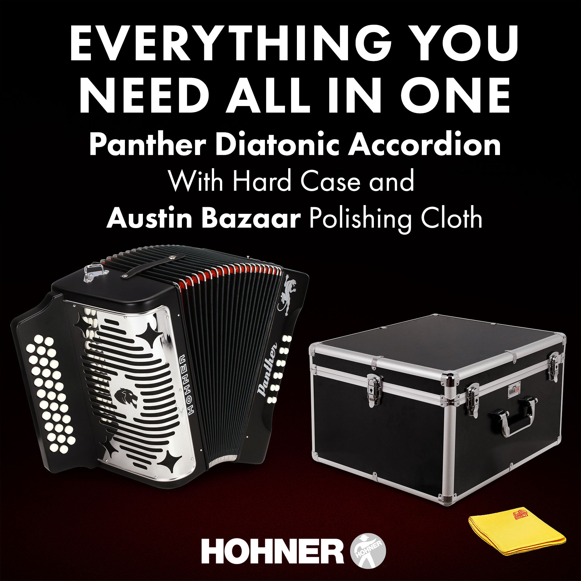 Hohner Panther Diatonic Accordion - Keys G/C/F w/ Hard Case
