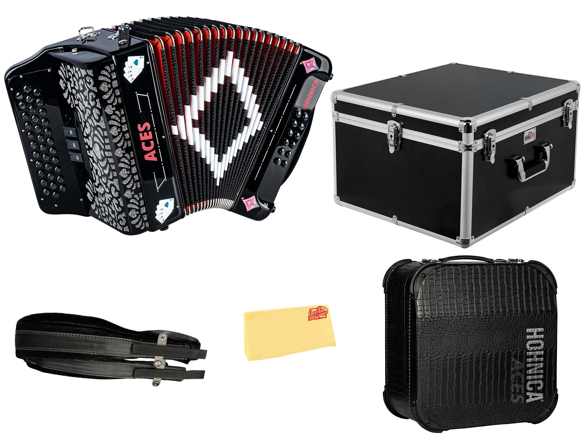 Hohner Hohnica Aces II 34-Button Accordion with 3 Registers - FBbEb w/ Hard Case