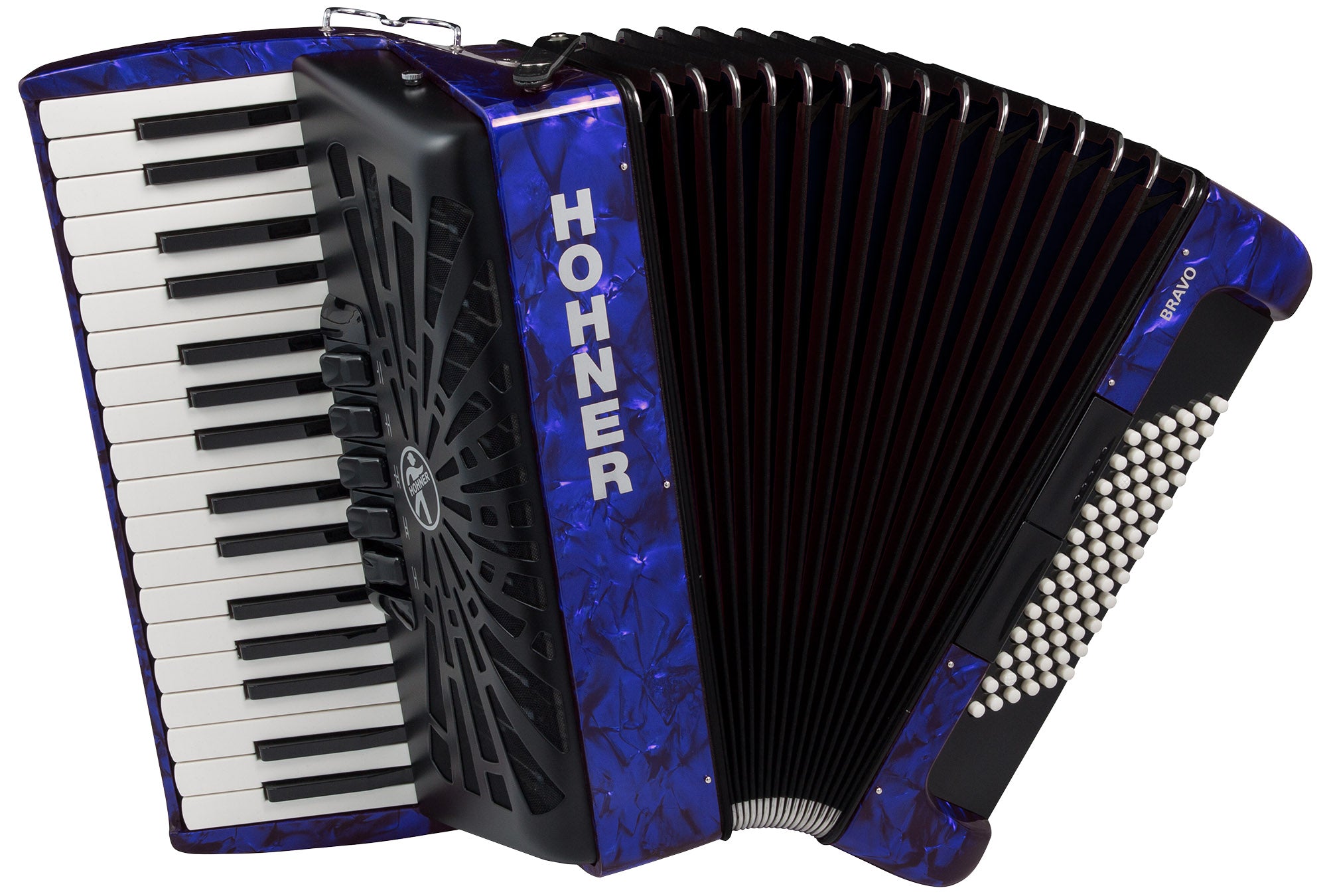 Hohner Bravo III 72 Chromatic Piano Key Accordion - Blue w/ Hard Case