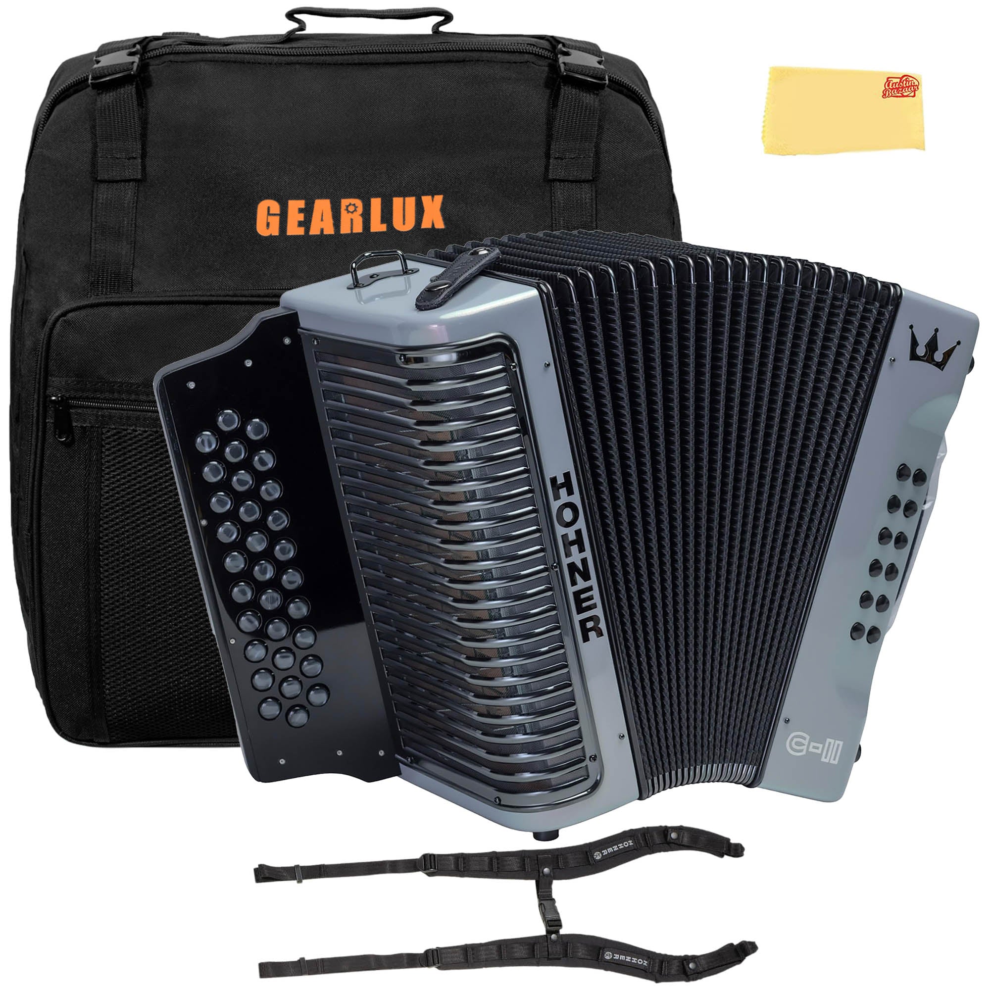Hohner Corona C-II G/C/F Accordion - Silver Rainbow w/ Gig Bag