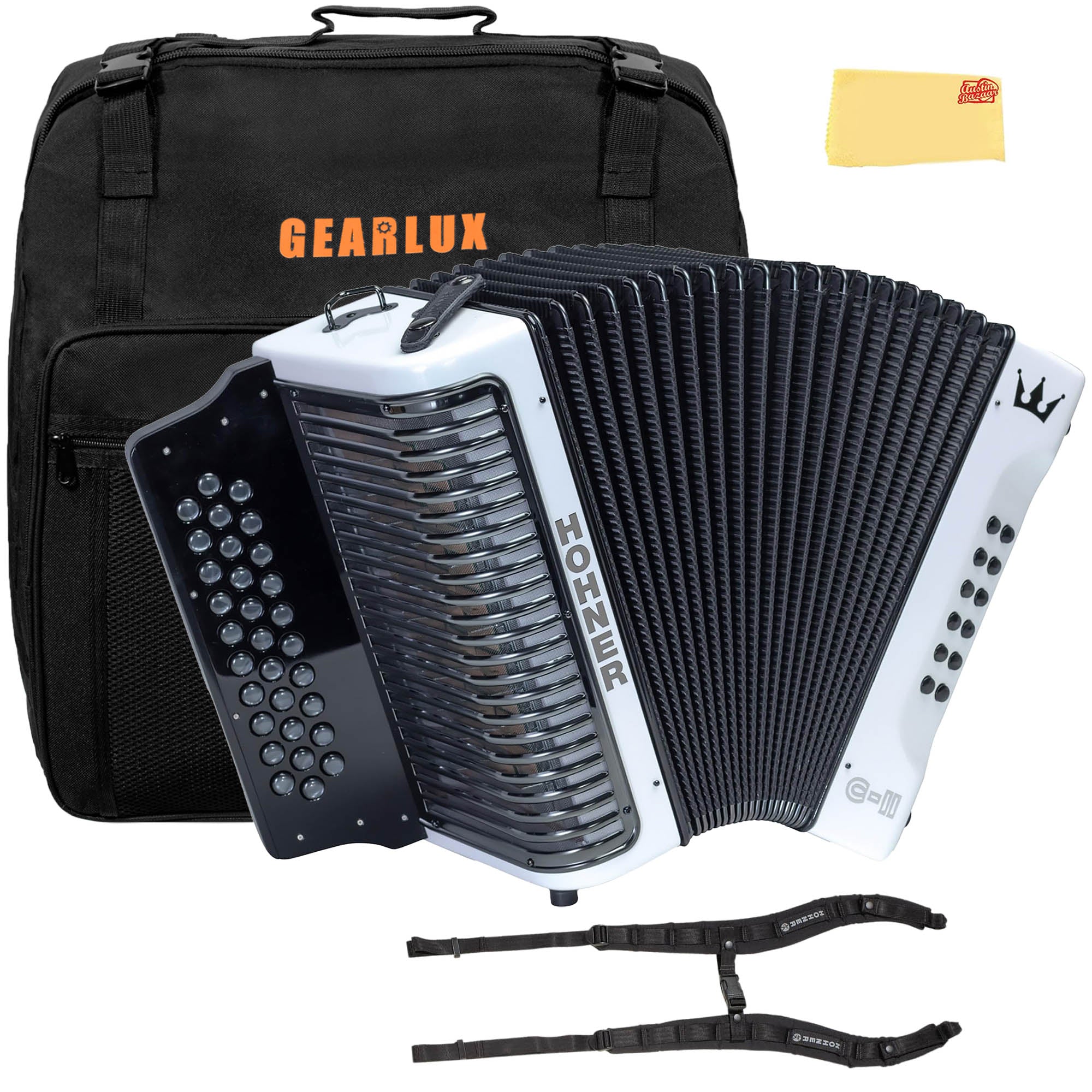 Hohner Corona C-II G/C/F Accordion - White Rainbow w/ Gig Bag