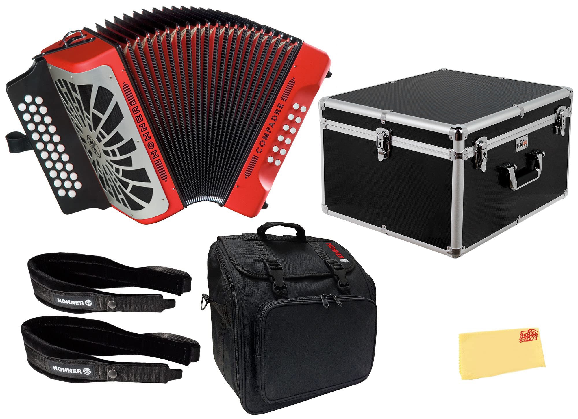 Hohner Compadre EAD 3-Row Diatonic Accordion - Red w/ Hard Case