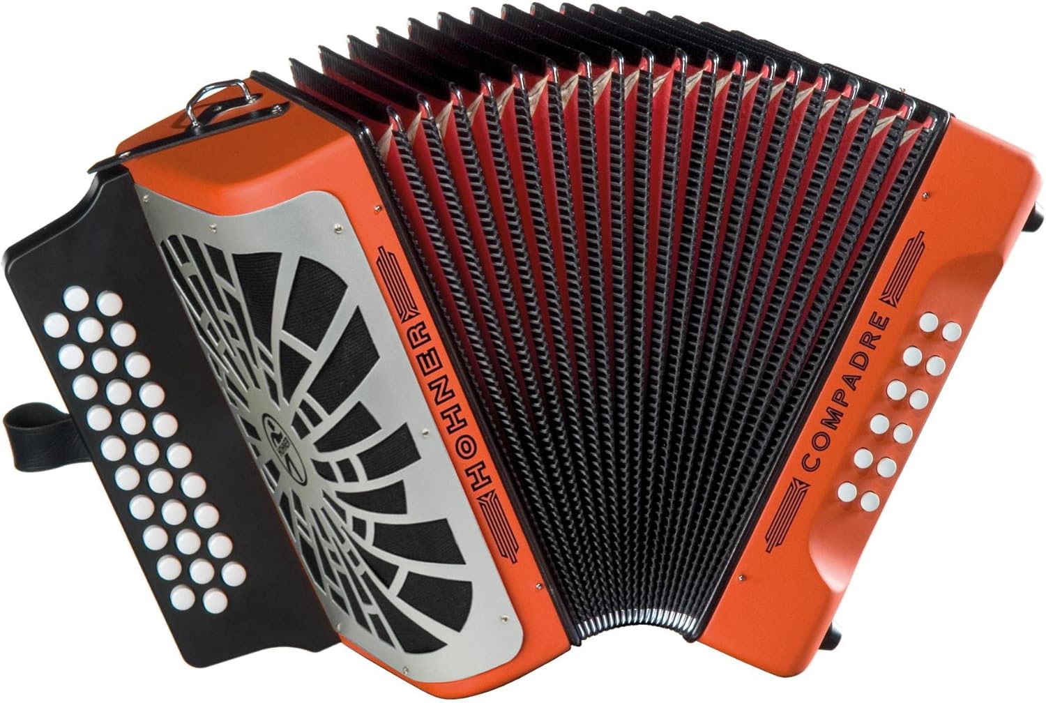 Hohner Compadre F/Bb/Eb 3-Row Diatonic Accordion - Orange