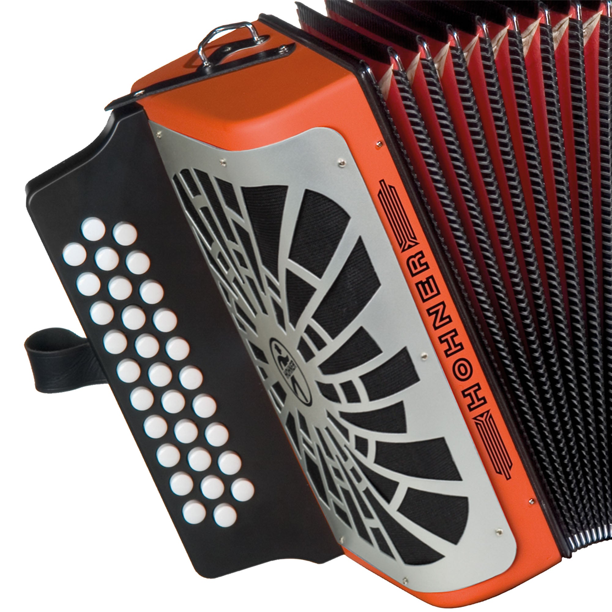 Hohner Compadre FBbEb 3-Row Diatonic Accordion - Orange w/ Hard Case