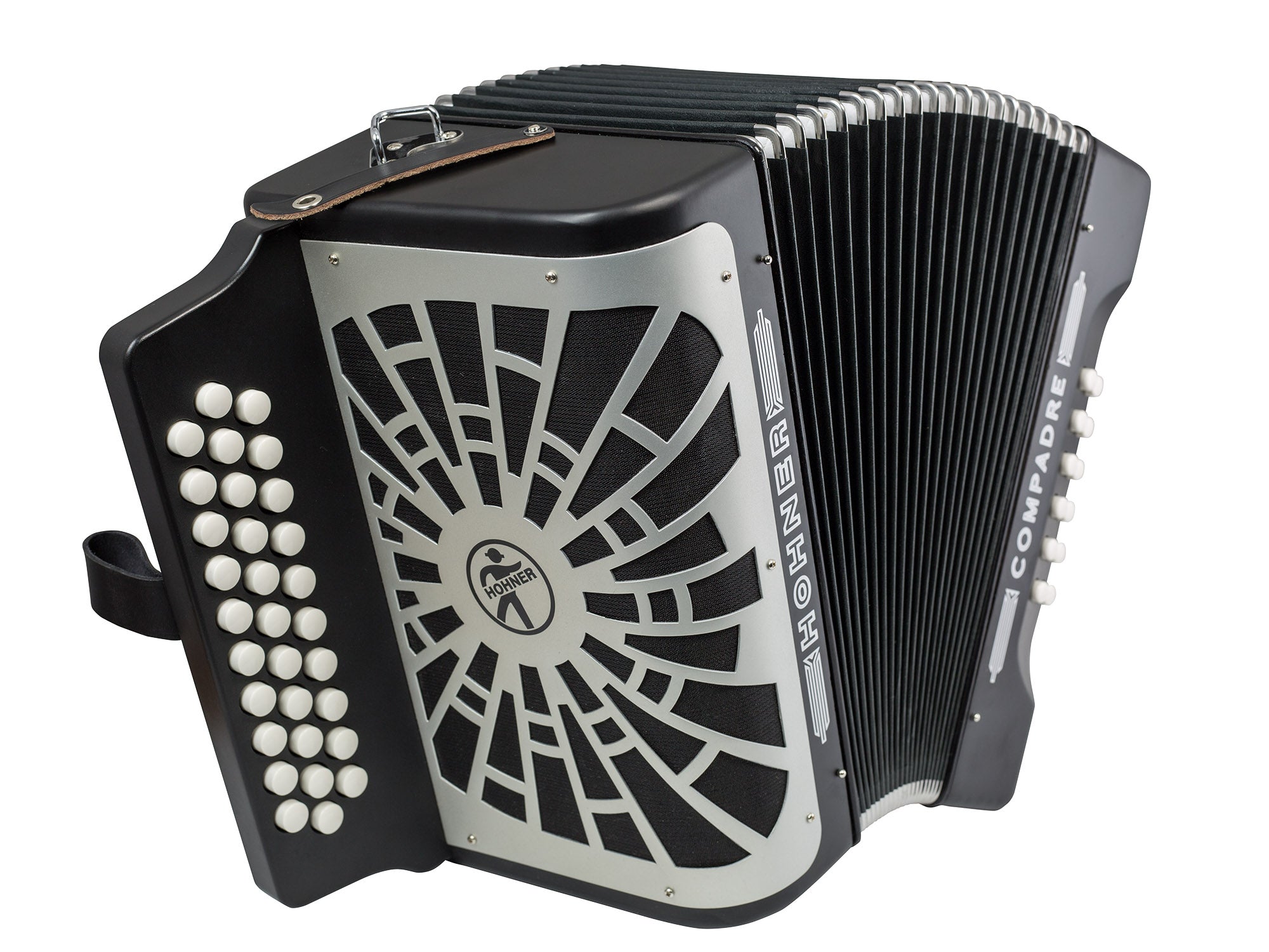Hohner Compadre GCF 3-Row Diatonic Accordion - Black w/ Hard Case