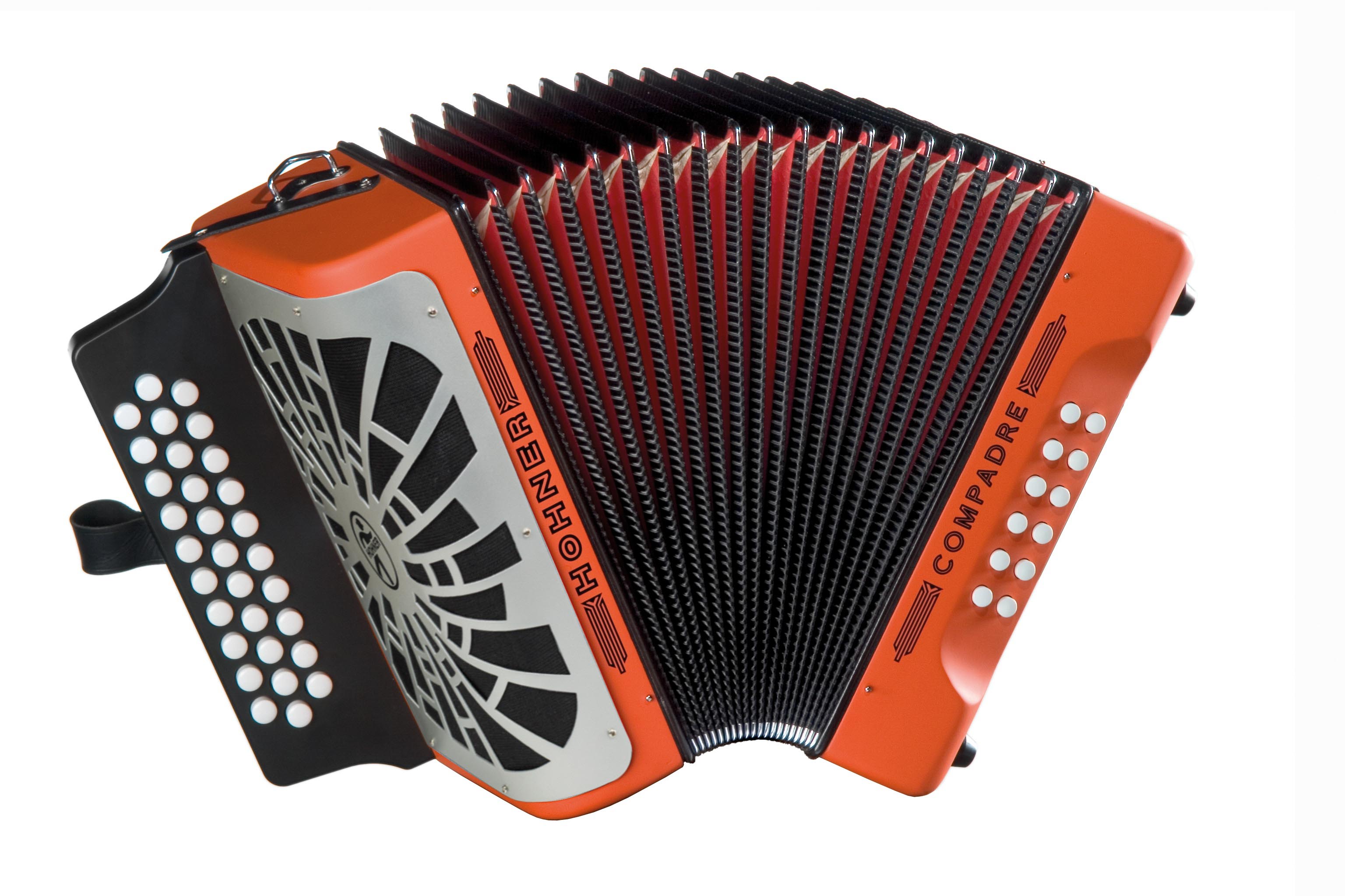 Hohner Compadre GCF 3-Row Diatonic Accordion - Orange w/ Gig Bag