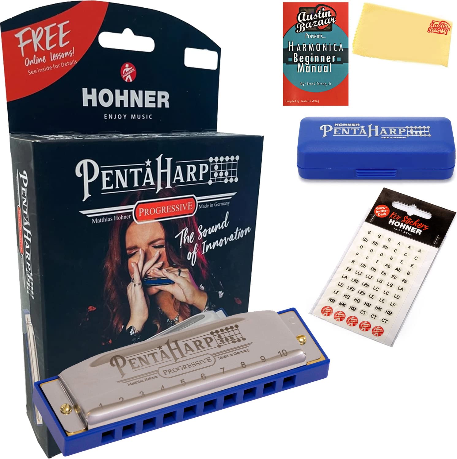 Hohner PentaHarp Harmonica - Key of D Minor w/ Key Stickers