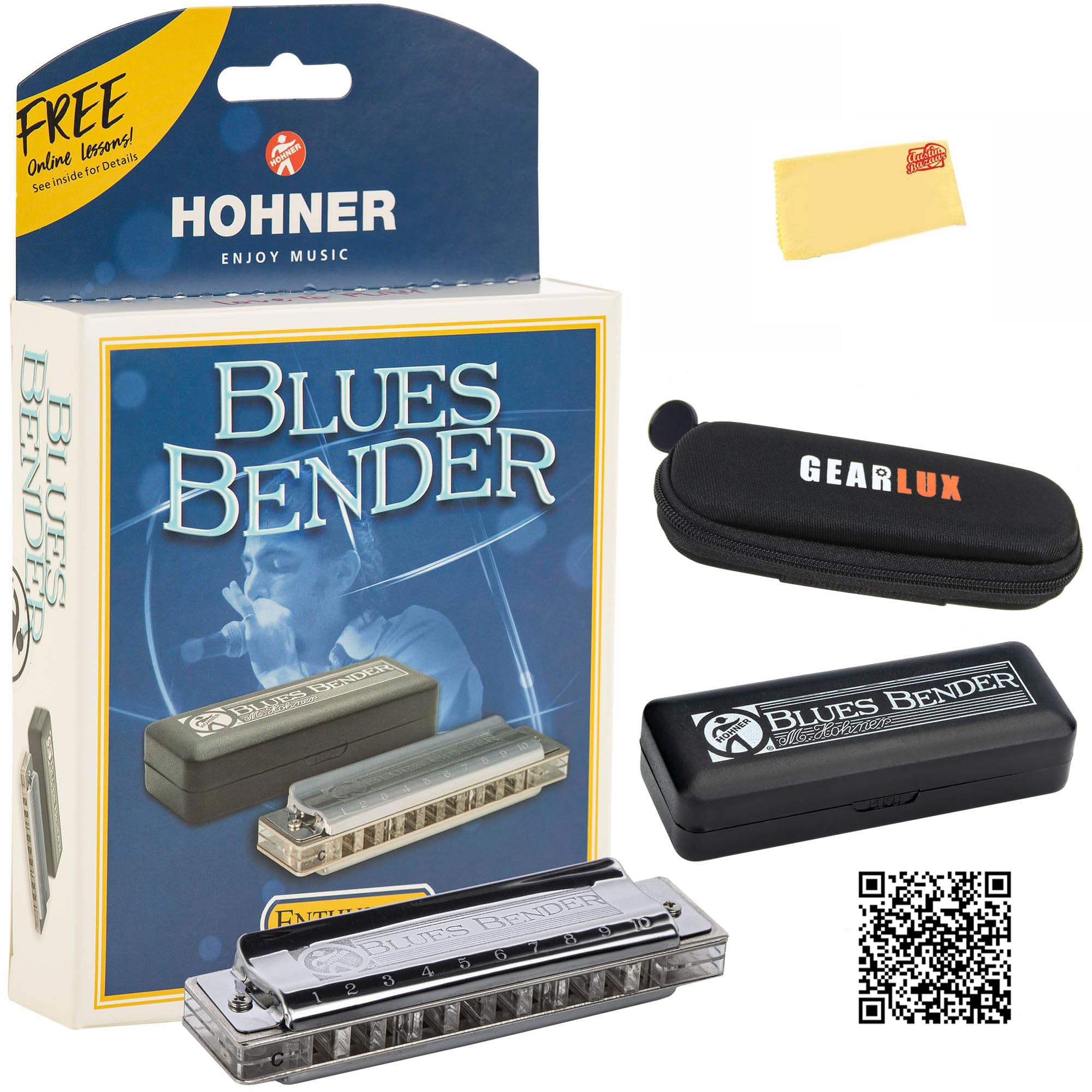 Hohner Blues Bender Harmonica - Key of C w/ Zip Pouch