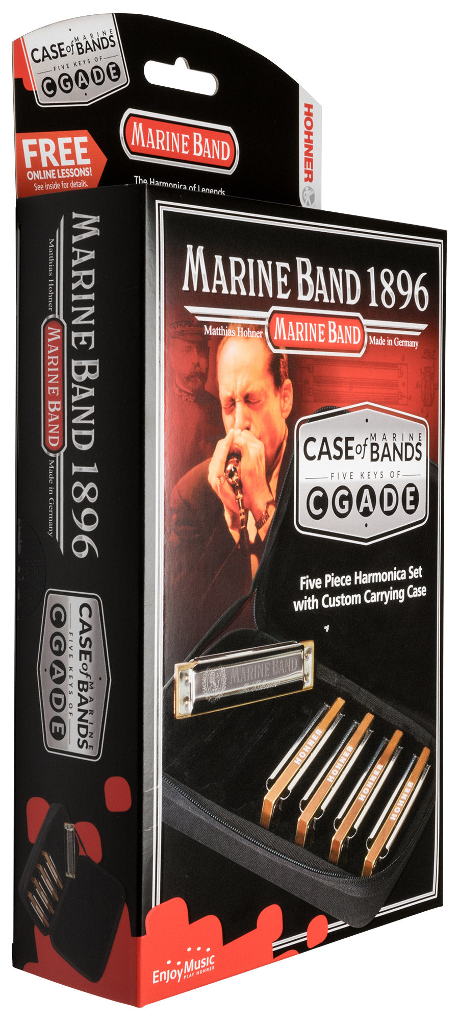 Hohner Marine Band Harmonica - 5 Pack with Case