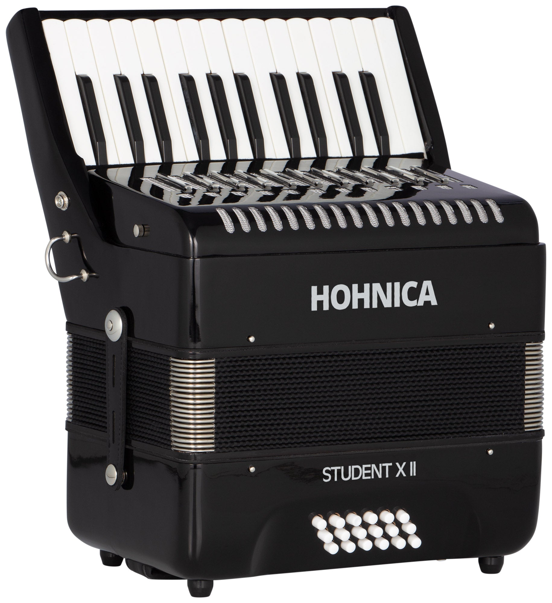 Hohner Hohnica Student XII 44-Key 18 Bass Piano Accordion - Black w/ Adjustable Stand