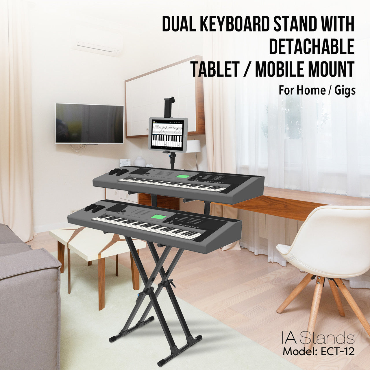 IA Stands ECT12 Two-Tier Double Keyboard Stand