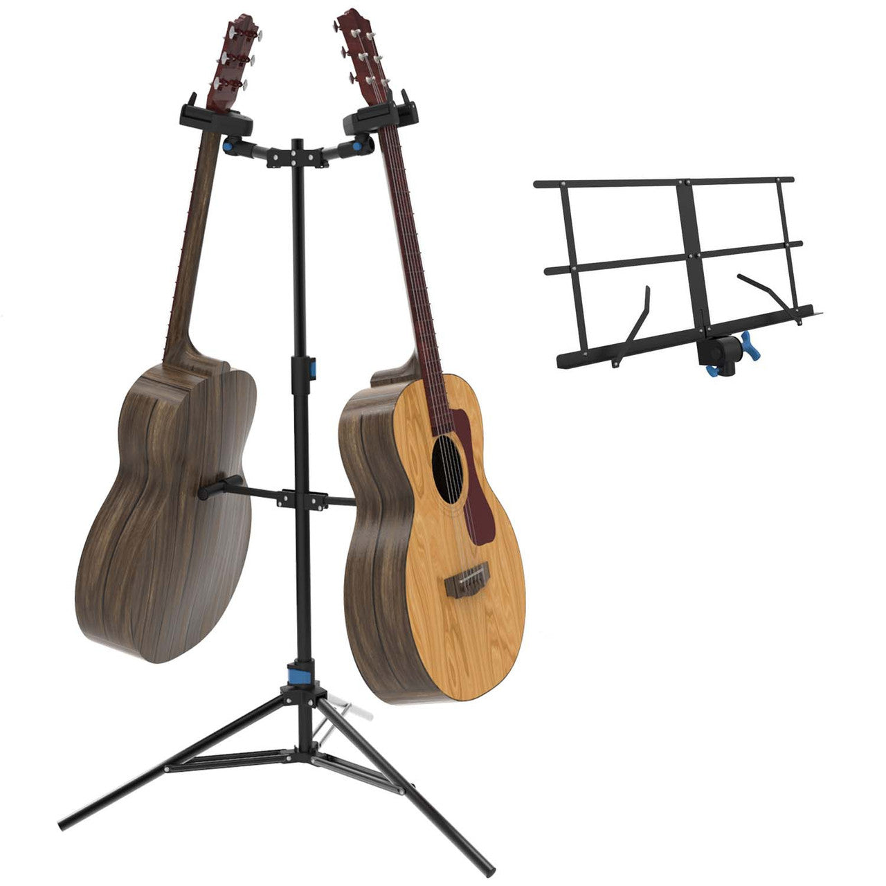 IA Stands ECT8 Double Guitar Stand with Sheet Music Stand Holder