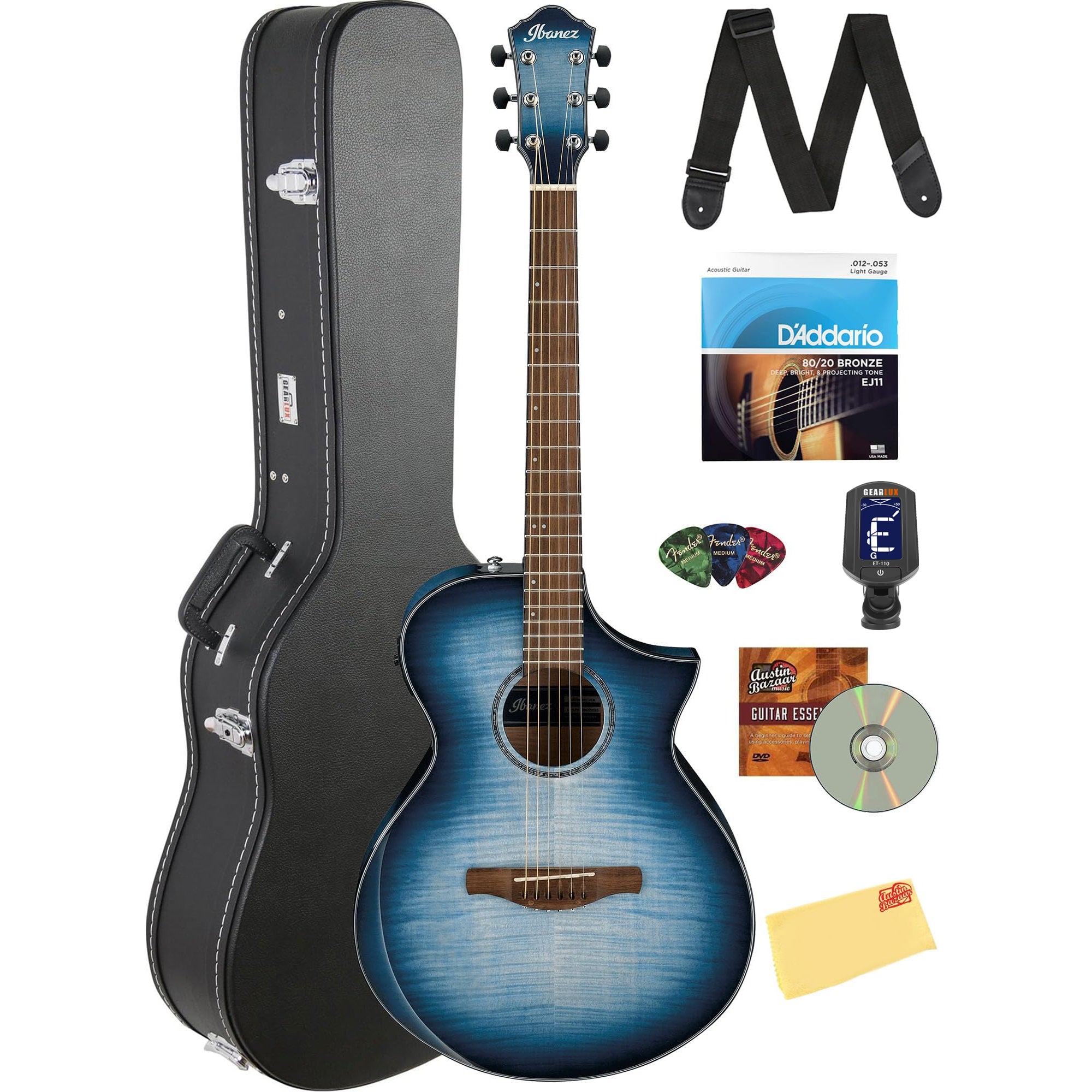 Ibanez AEWC400 Acoustic-Electric Guitar - Indigo Blue Burst High Gloss w/ Case