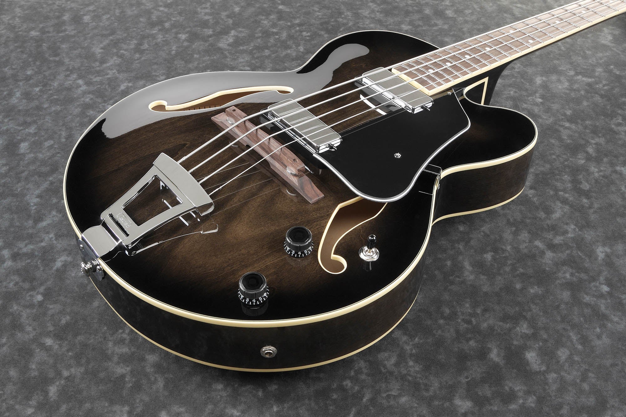 Ibanez AFB200 AFB Artcore Hollow Body Bass - Transparent Black Sunburst w/ Gig Bag