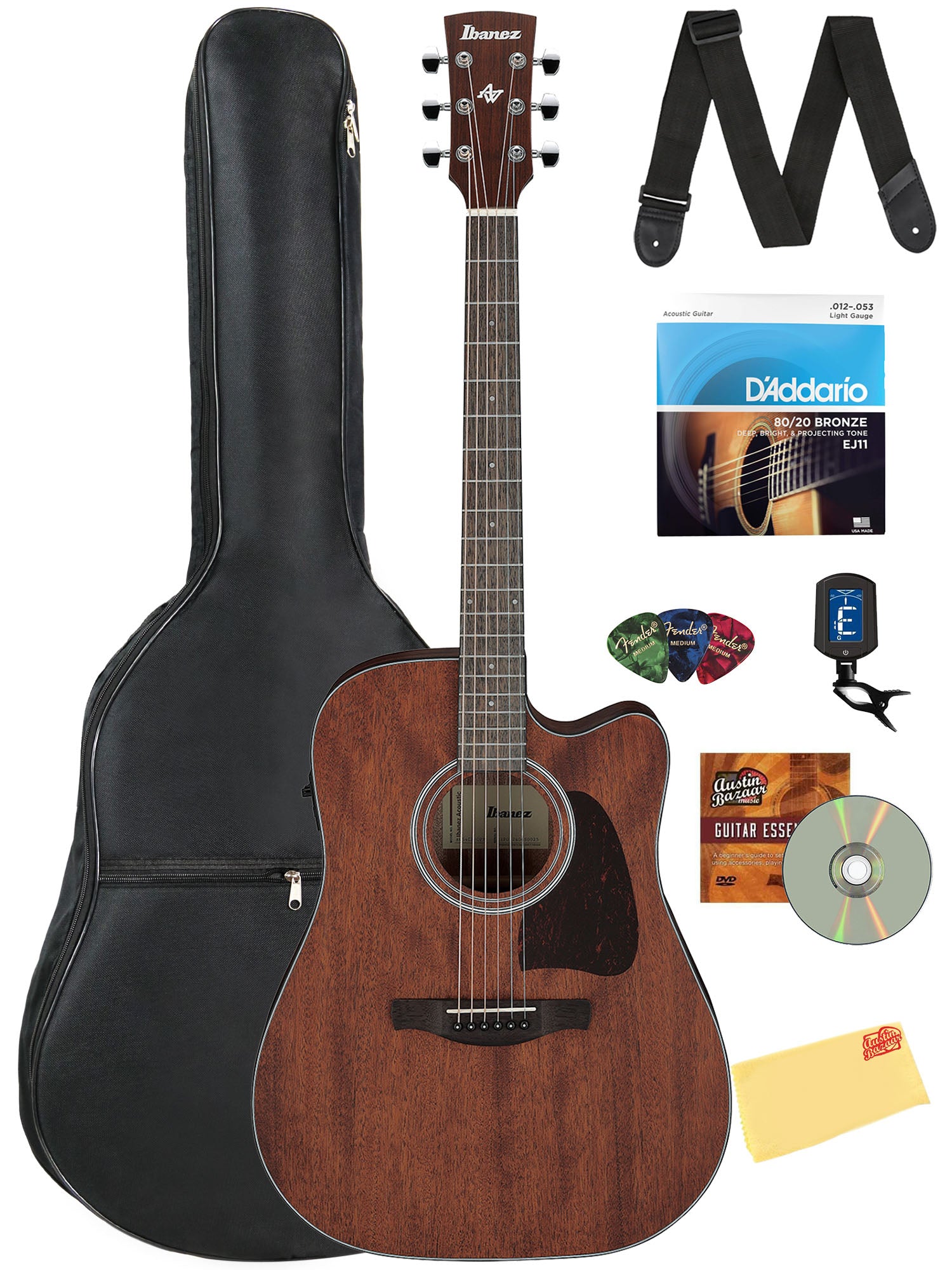 Ibanez AW54CE Artwood Traditional Acoustic-Electric Guitar - Open Pore Natural w/ Gig Bag