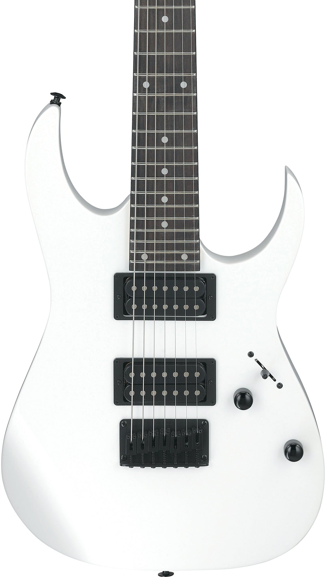 Ibanez GRG7221 RG Gio 7-String Electric Guitar - White w/ Amplifier