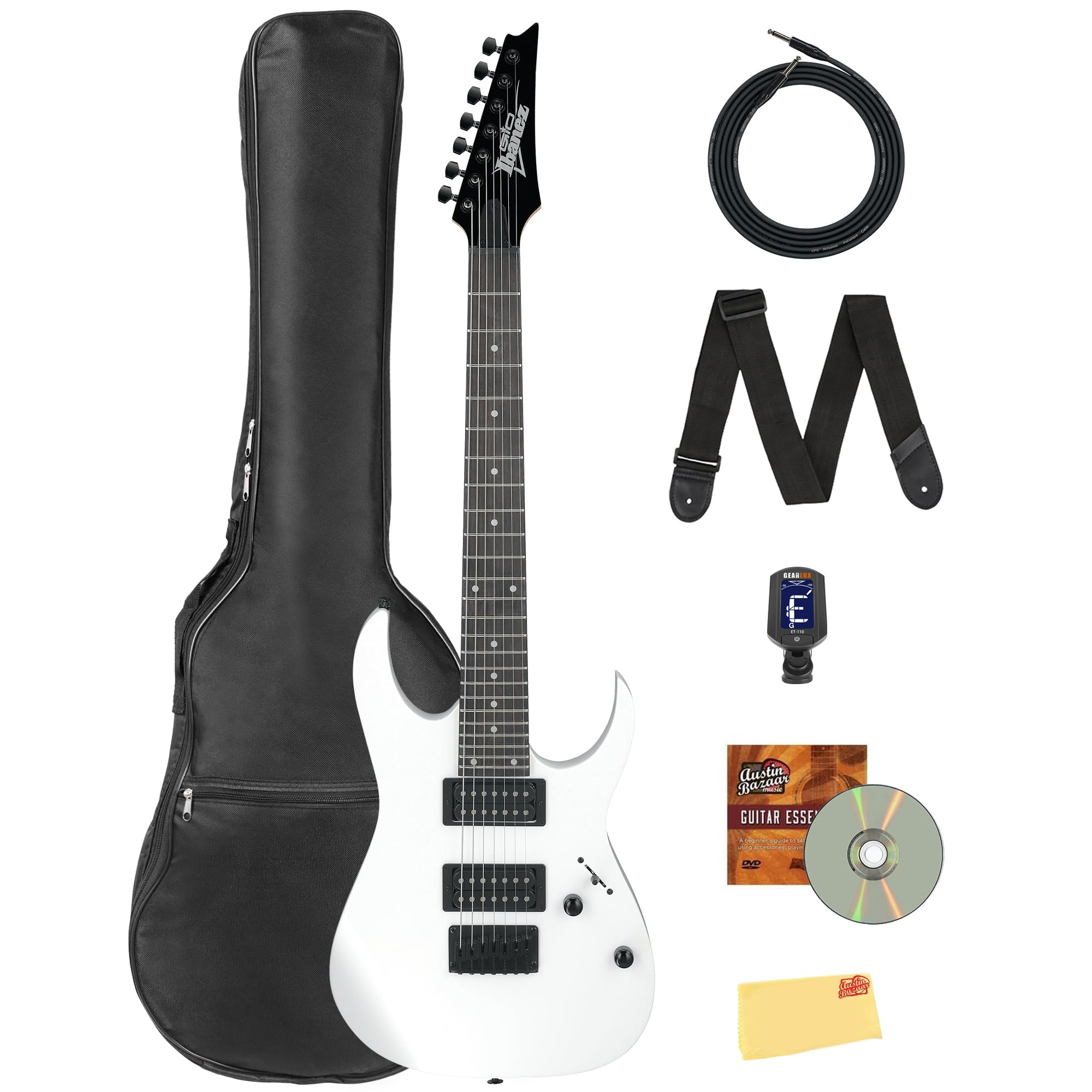 Ibanez GRG7221 RG Gio 7-String Electric Guitar - White w/ Gig Bag