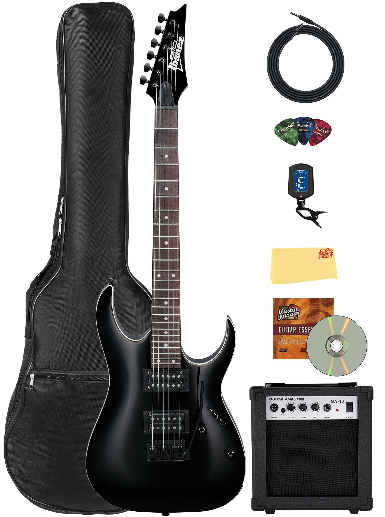 Ibanez GRGA120 RGA Gio Electric Guitar - Black Night w/ Amplifier