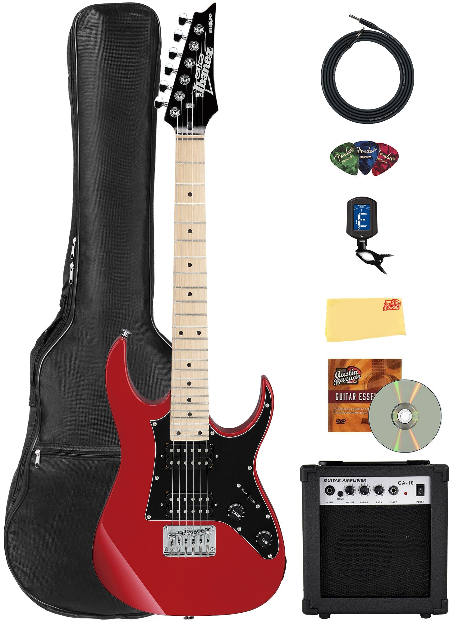Ibanez GRGM21M RG Gio miKro Short-Scale Electric Guitar - Candy Apple w/ Amplifier