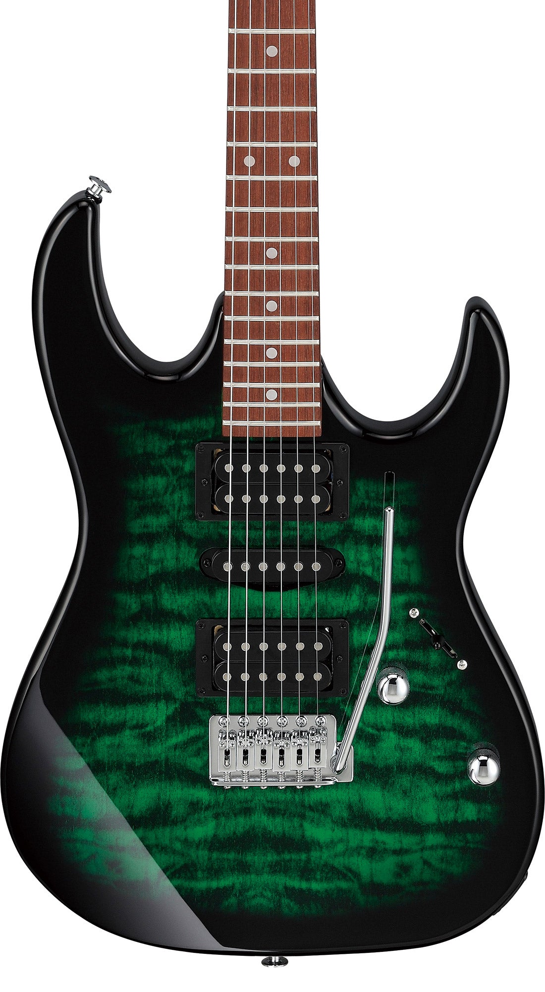 Ibanez GRX70QA RG Gio Electric Guitar - Transparent Emerald Burst w/ Gig Bag