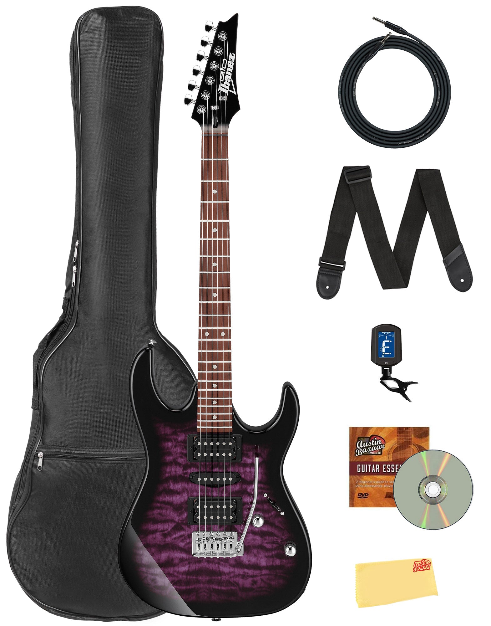 Ibanez GRX70QA RG Gio Electric Guitar - Transparent Violet Sunburst w/ Gig Bag