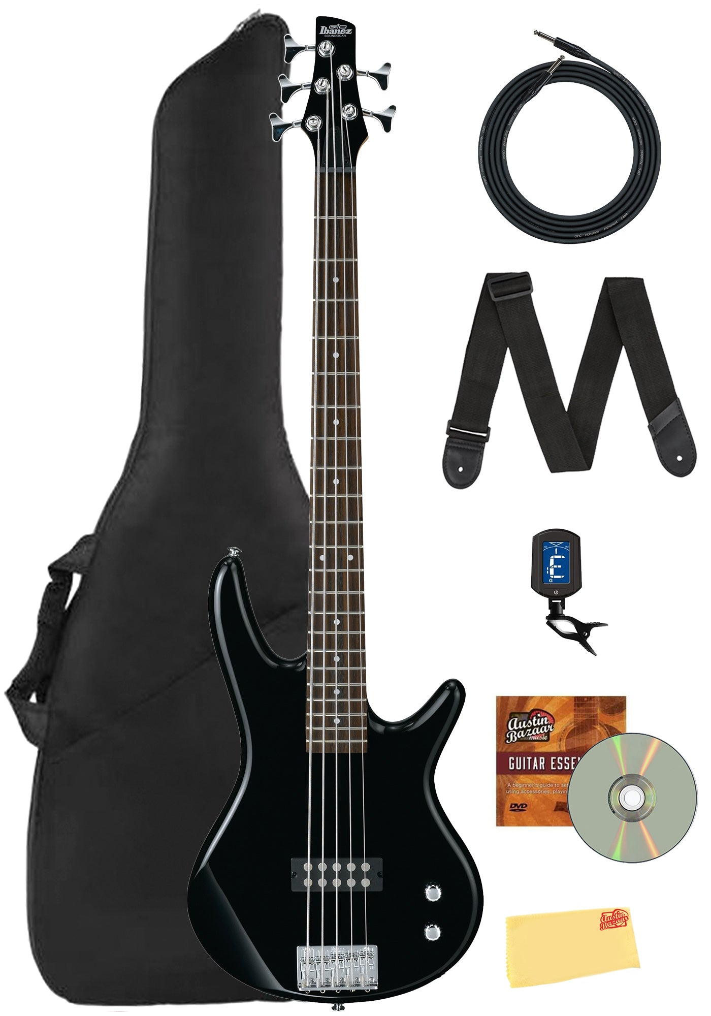 Ibanez GSR105EX SR Gio 5-String Bass Guitar - Black w/ Gig Bag
