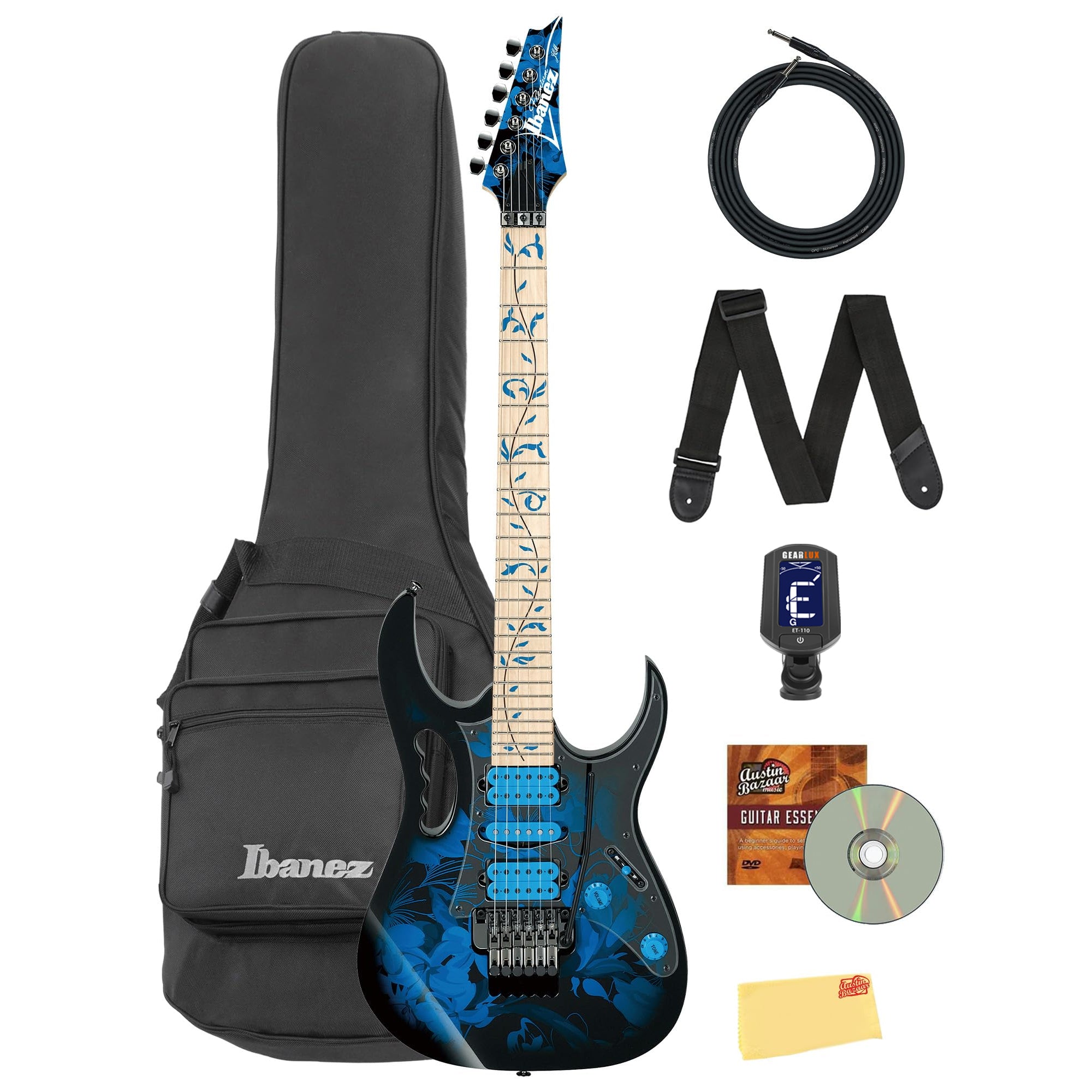 Ibanez JEM77P JEM Steve Vai Electric Guitar - Blue Floral Pattern w/ Gig Bag