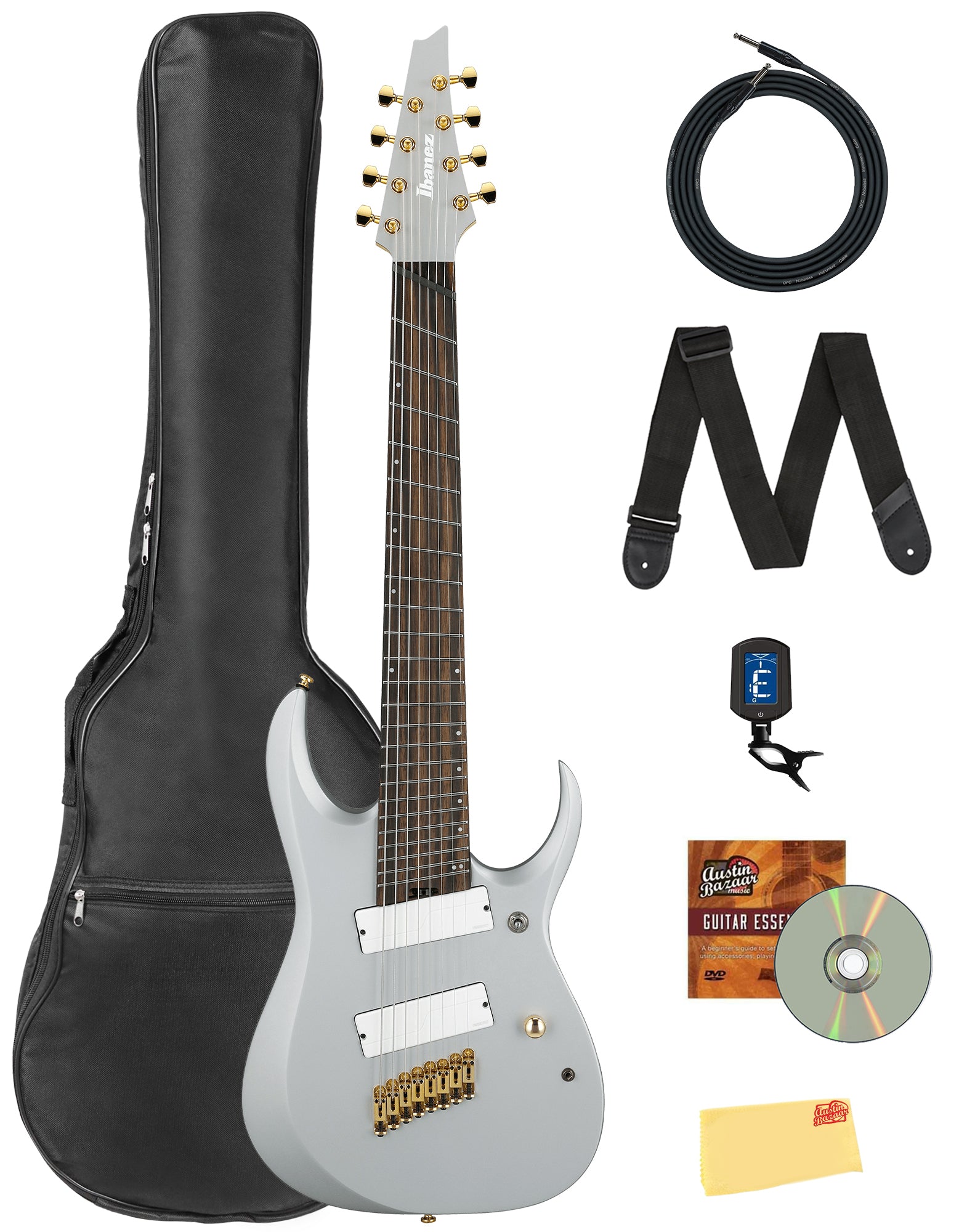 Ibanez RGDMS8 RGD Axe Design Lab Electric Guitar - Classic Silver Matte w/ Gig Bag