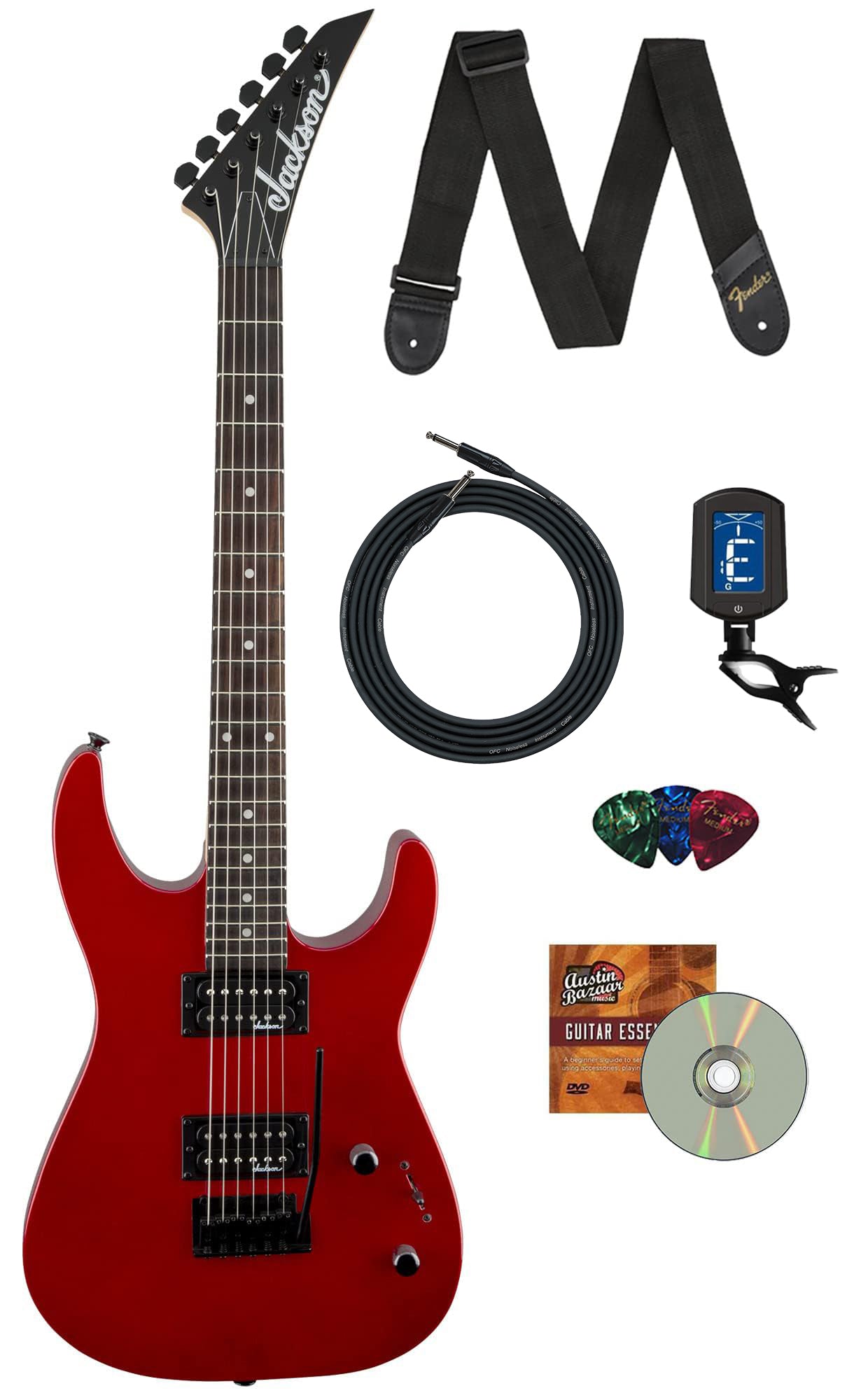 Jackson JS Series Dinky JS11 Electric Guitar - Metallic Red w/ Instrument Cable