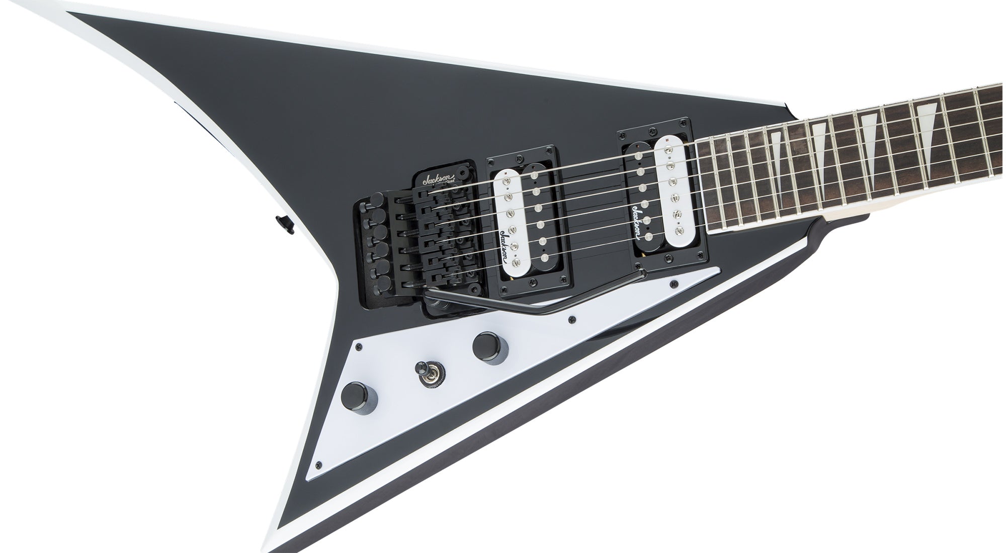 Jackson JS Series JS32 Rhoads Electric Guitar - Black with White Bevels w/ Instrument Cable